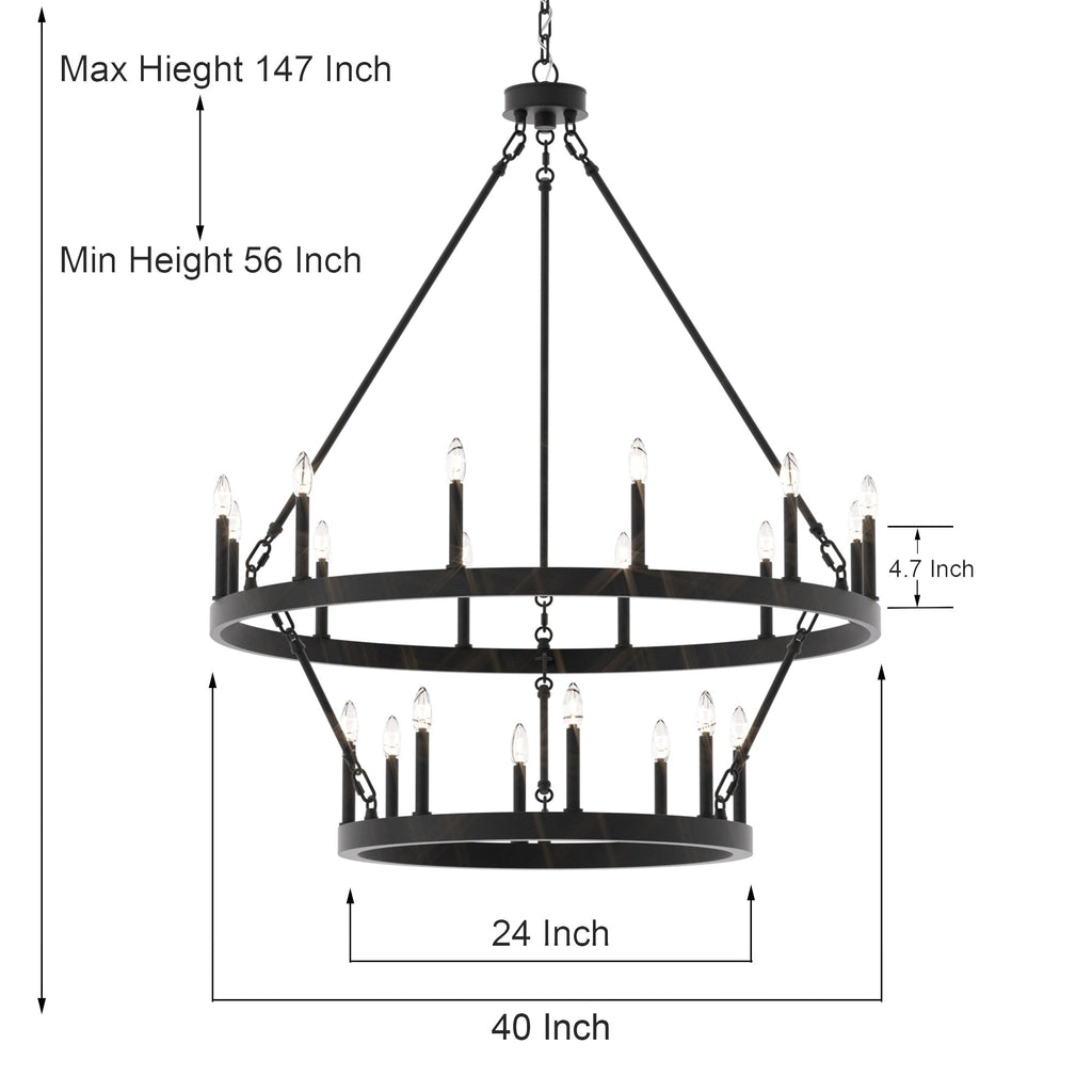 Lampadario Acroma da 20 luci moderno stile fattoria da 40 pollici a forma di ruota di carro con UL