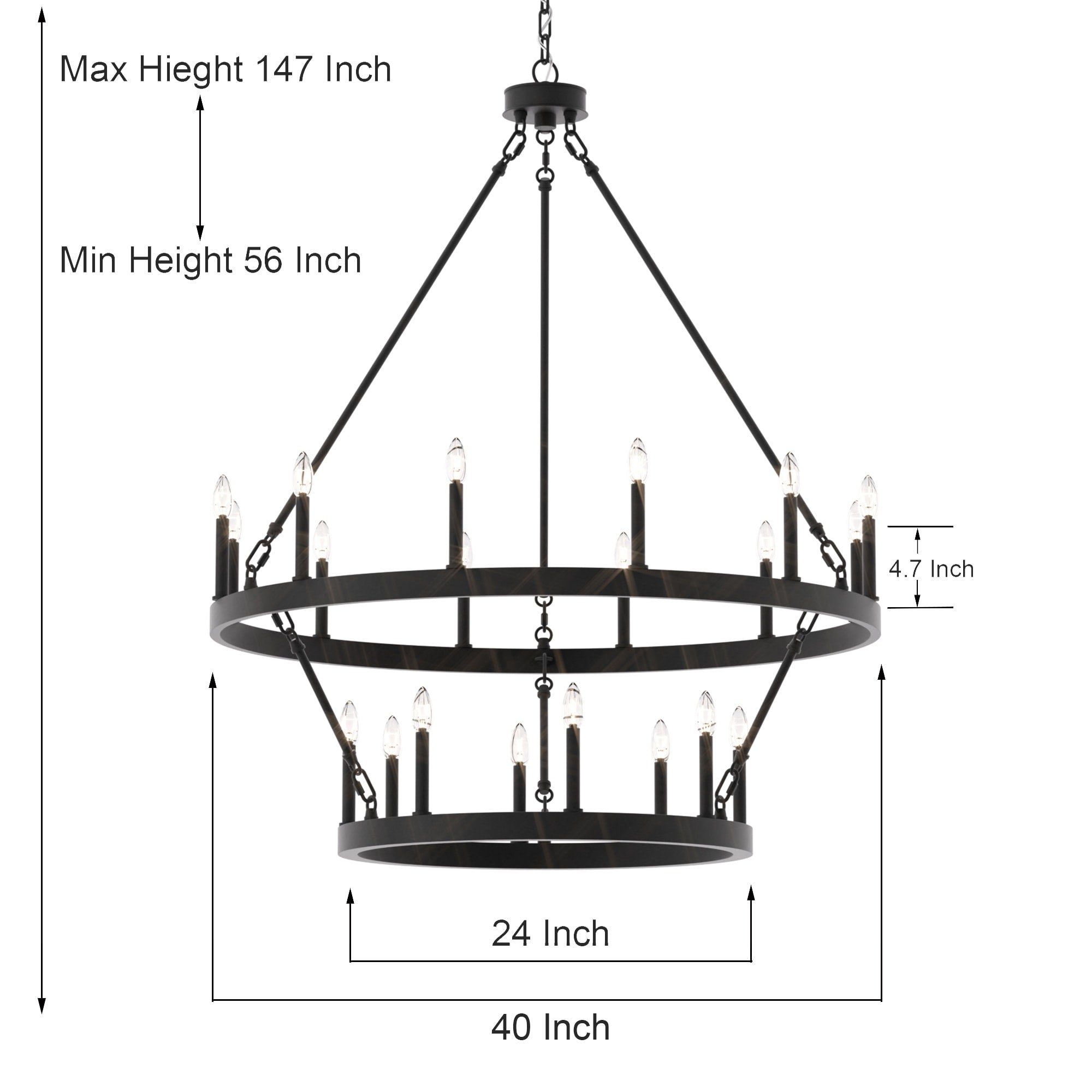 Lampadario Acroma da 20 luci moderno stile fattoria da 40 pollici a forma di ruota di carro con UL