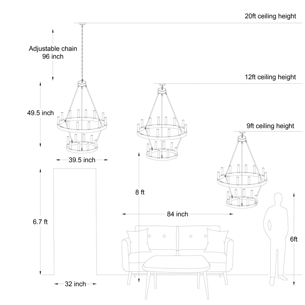 Lampadario Acroma da 20 luci moderno stile fattoria da 40 pollici a forma di ruota di carro con UL