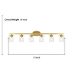 Lampada da bagno a LED dimmerabile a 6 luci in stile moderno di metà secolo con vetro artistico - 51 pollici