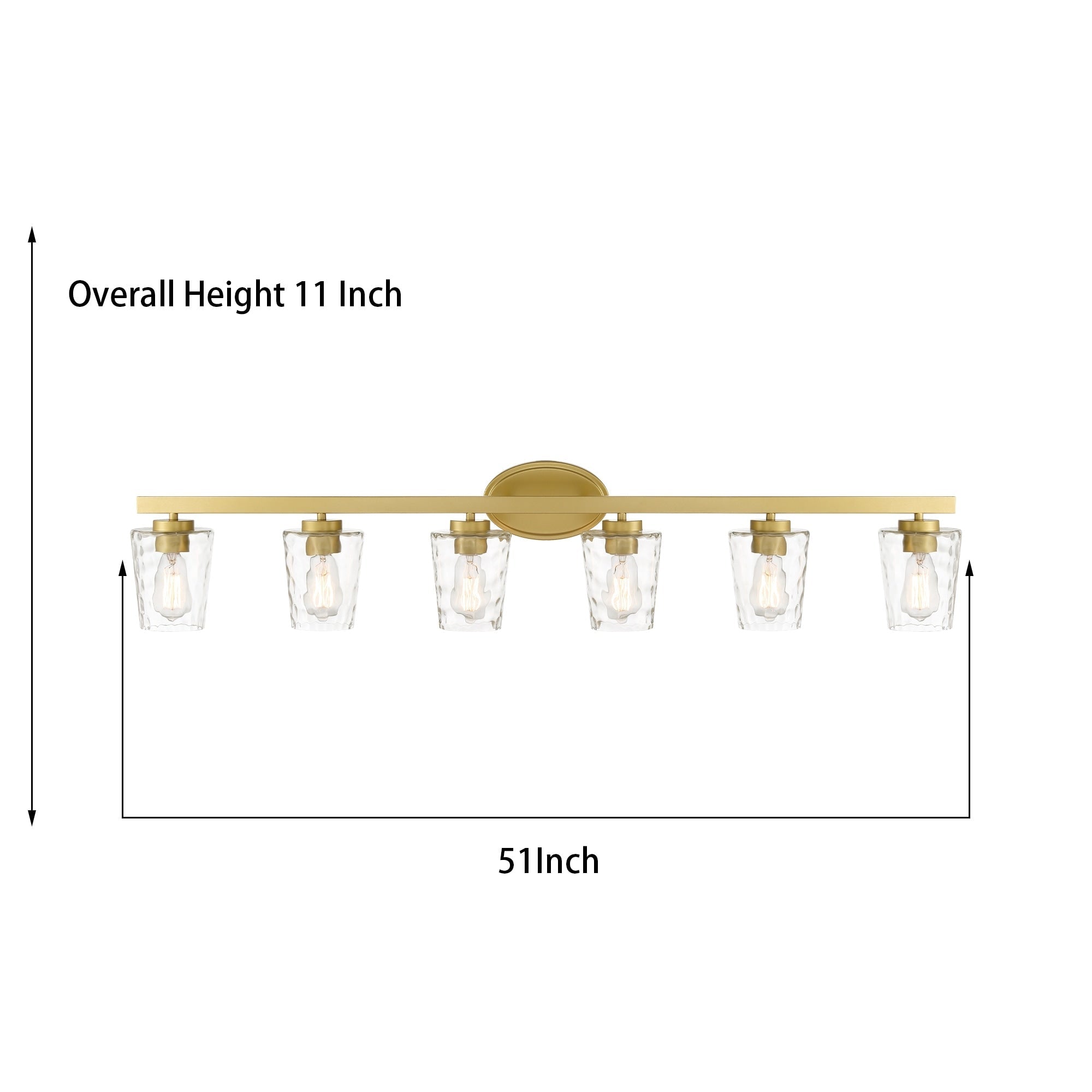 Lampada da bagno a LED dimmerabile a 6 luci in stile moderno di metà secolo con vetro artistico - 51 pollici