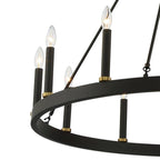 Lampadario a ruota di carro Acroma Farmhouse da 12 luci, 40 pollici, con UL - 40'' P x 138'' H