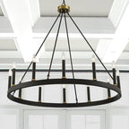 Lampadario a ruota di carro Acroma Farmhouse da 12 luci, 40 pollici, con UL - 40'' P x 138'' H