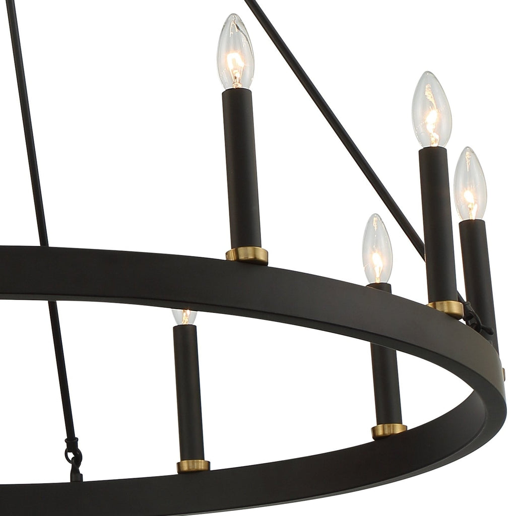 Lampadario a ruota di carro Acroma Farmhouse da 12 luci, 40 pollici, con UL - 40'' P x 138'' H