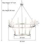 Lampadario Acroma da 20 luci moderno stile fattoria da 40 pollici a forma di ruota di carro con UL