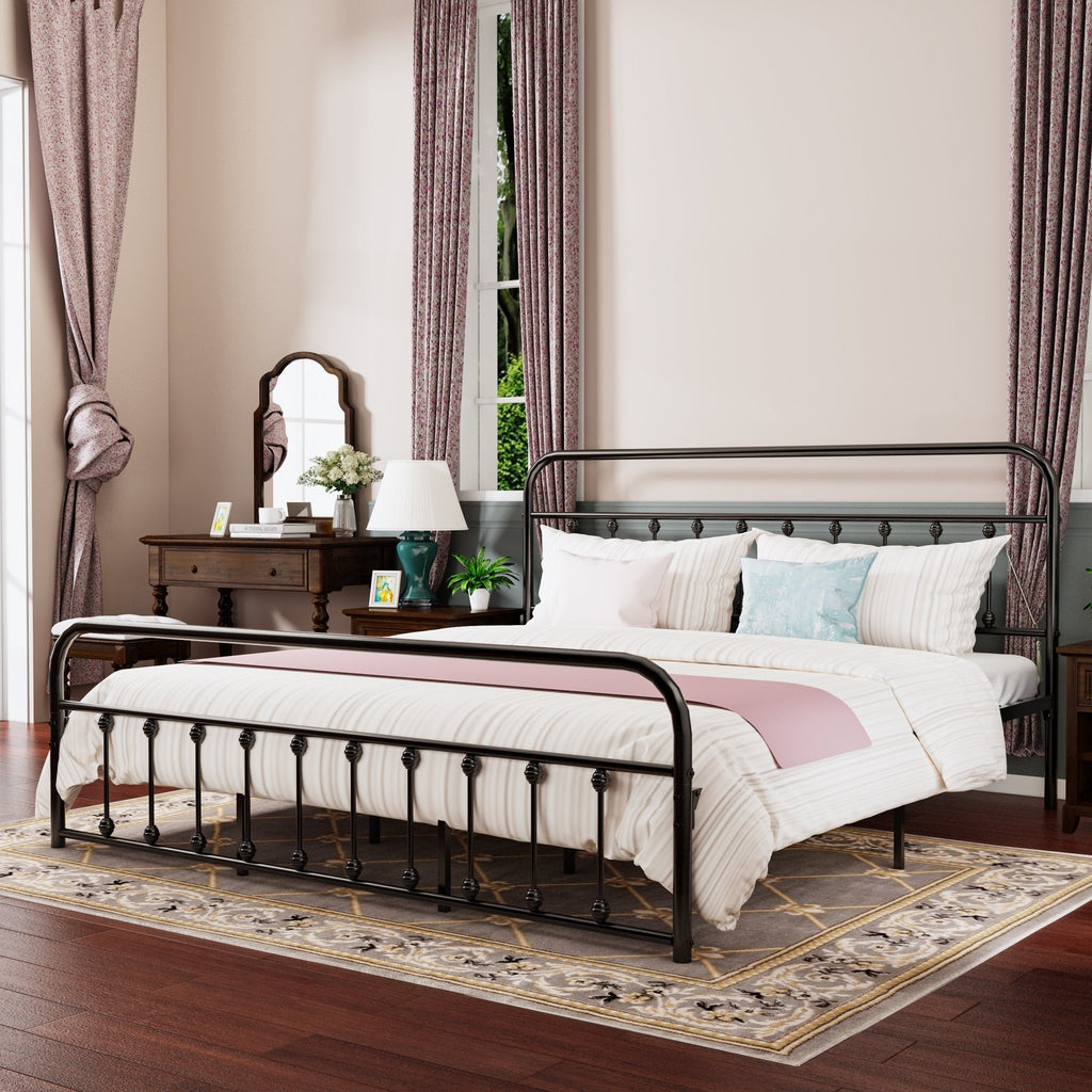Alazyhome, semplice struttura per letto in metallo vintage, facile da montare