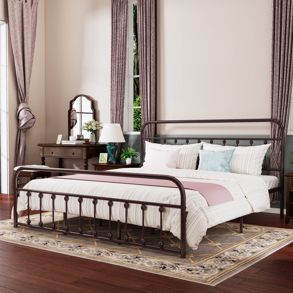 Alazyhome, semplice struttura per letto in metallo vintage, facile da montare