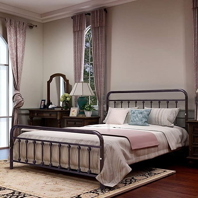 Alazyhome, semplice struttura per letto in metallo vintage, facile da montare