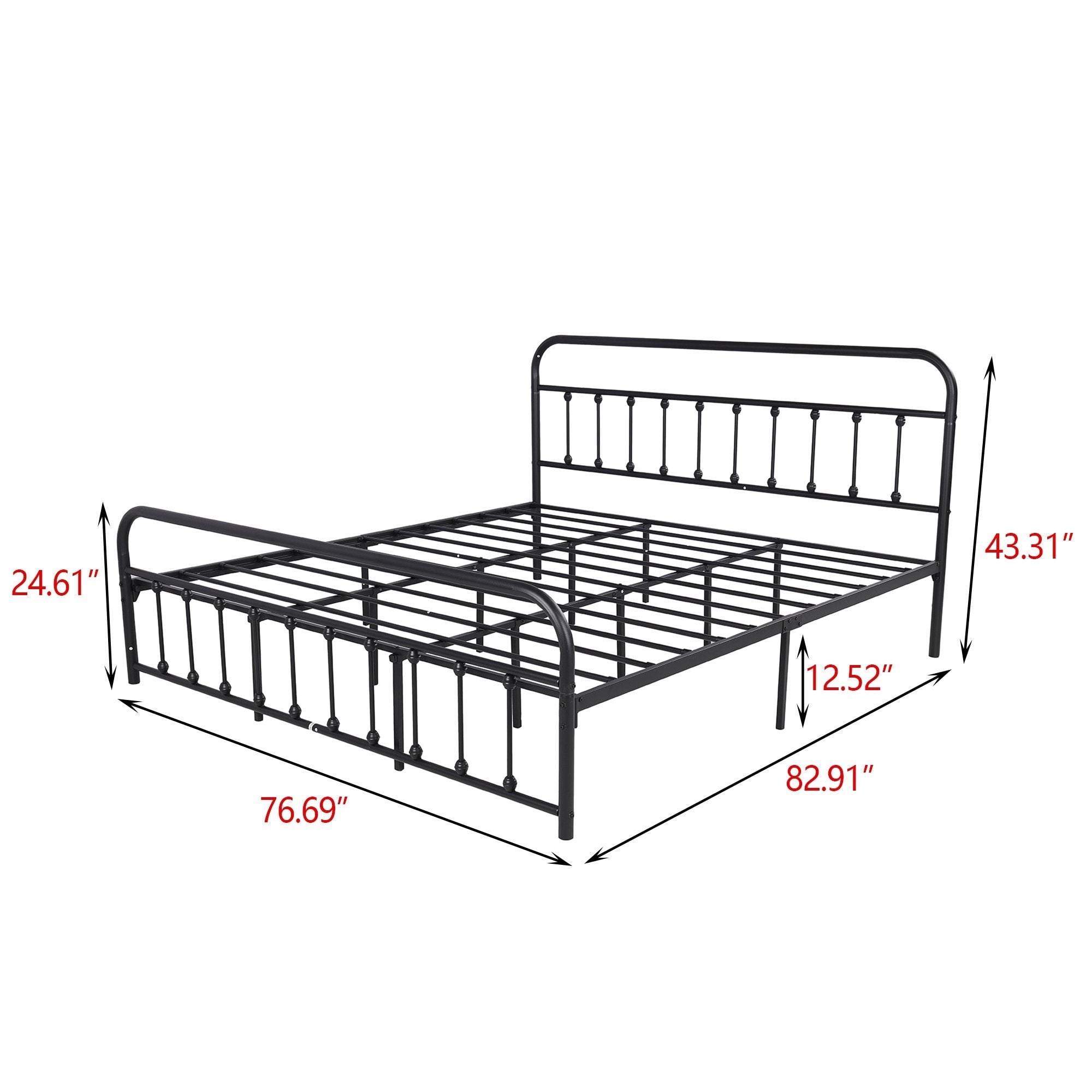 Alazyhome, semplice struttura per letto in metallo vintage, facile da montare