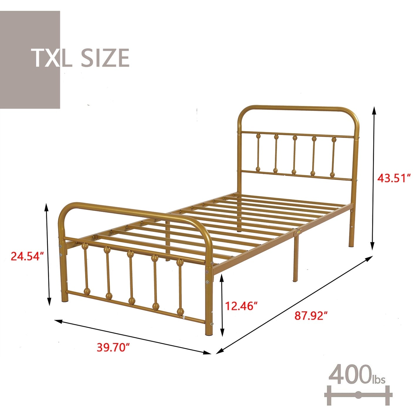 Alazyhome, semplice struttura per letto in metallo vintage, facile da montare