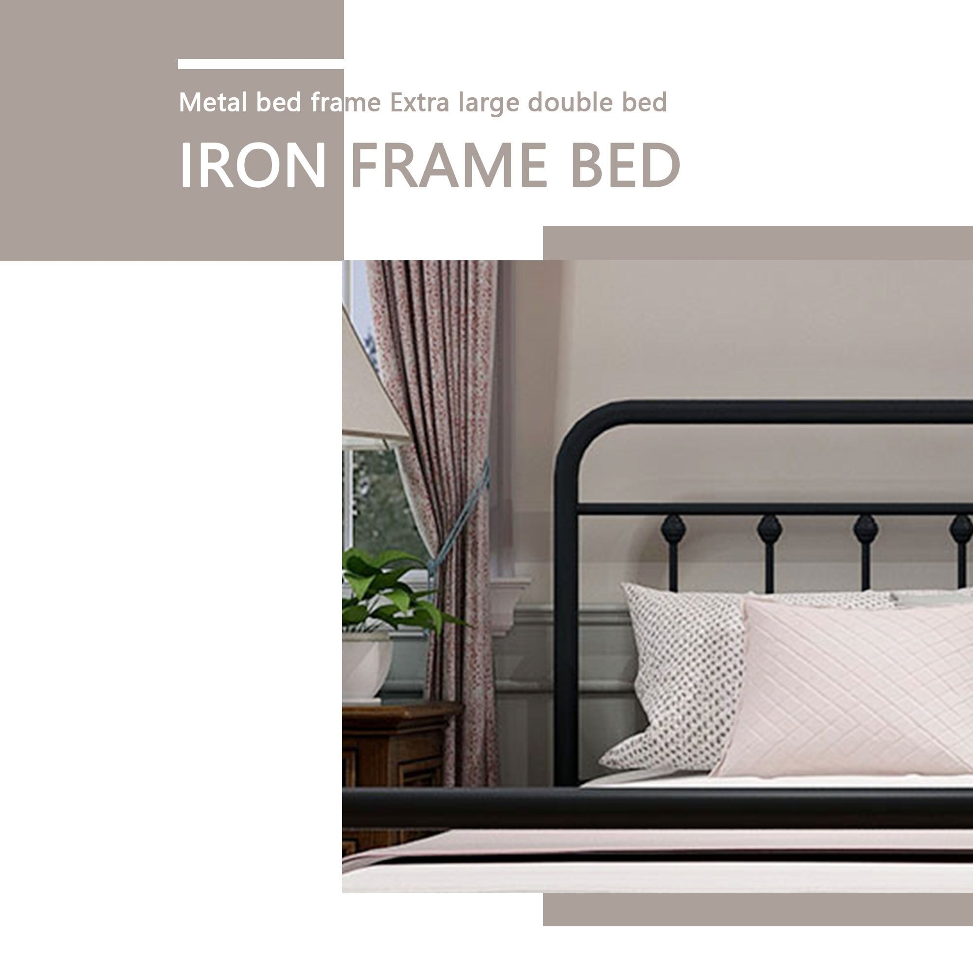 Alazyhome, semplice struttura per letto in metallo vintage, facile da montare