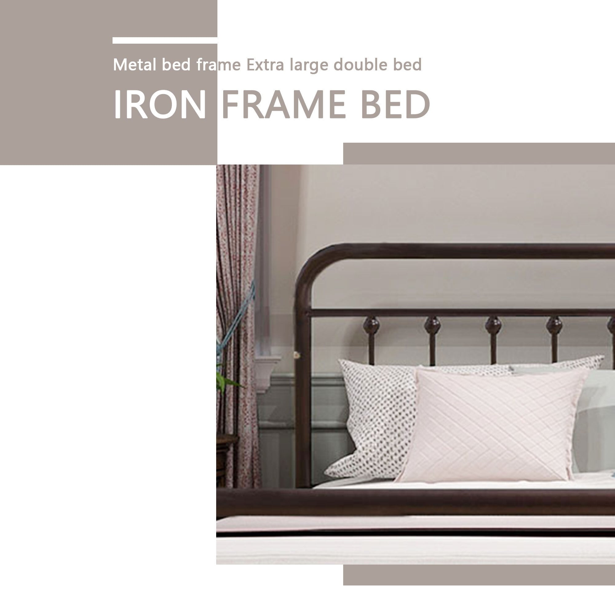 Alazyhome, semplice struttura per letto in metallo vintage, facile da montare