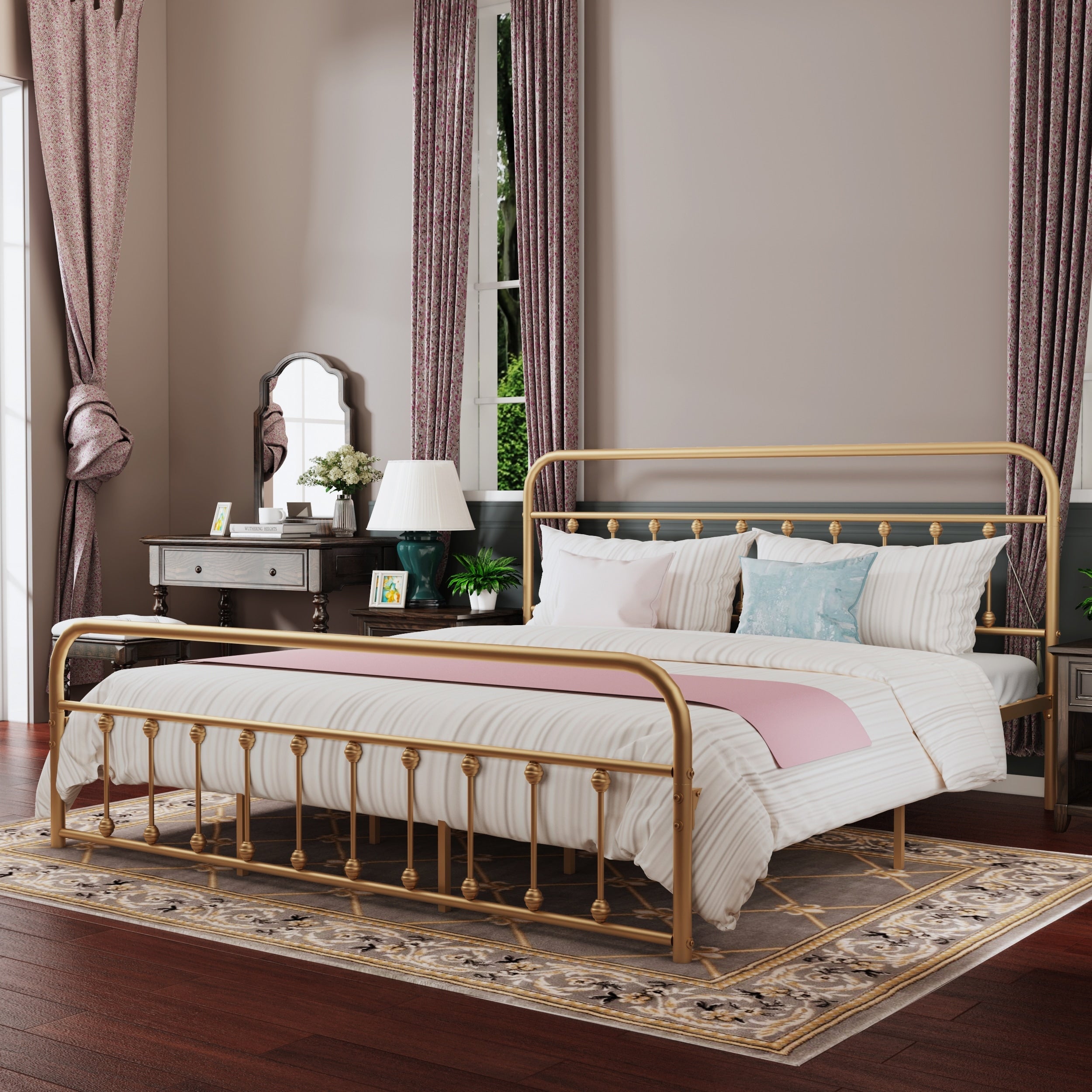 Alazyhome, semplice struttura per letto in metallo vintage, facile da montare