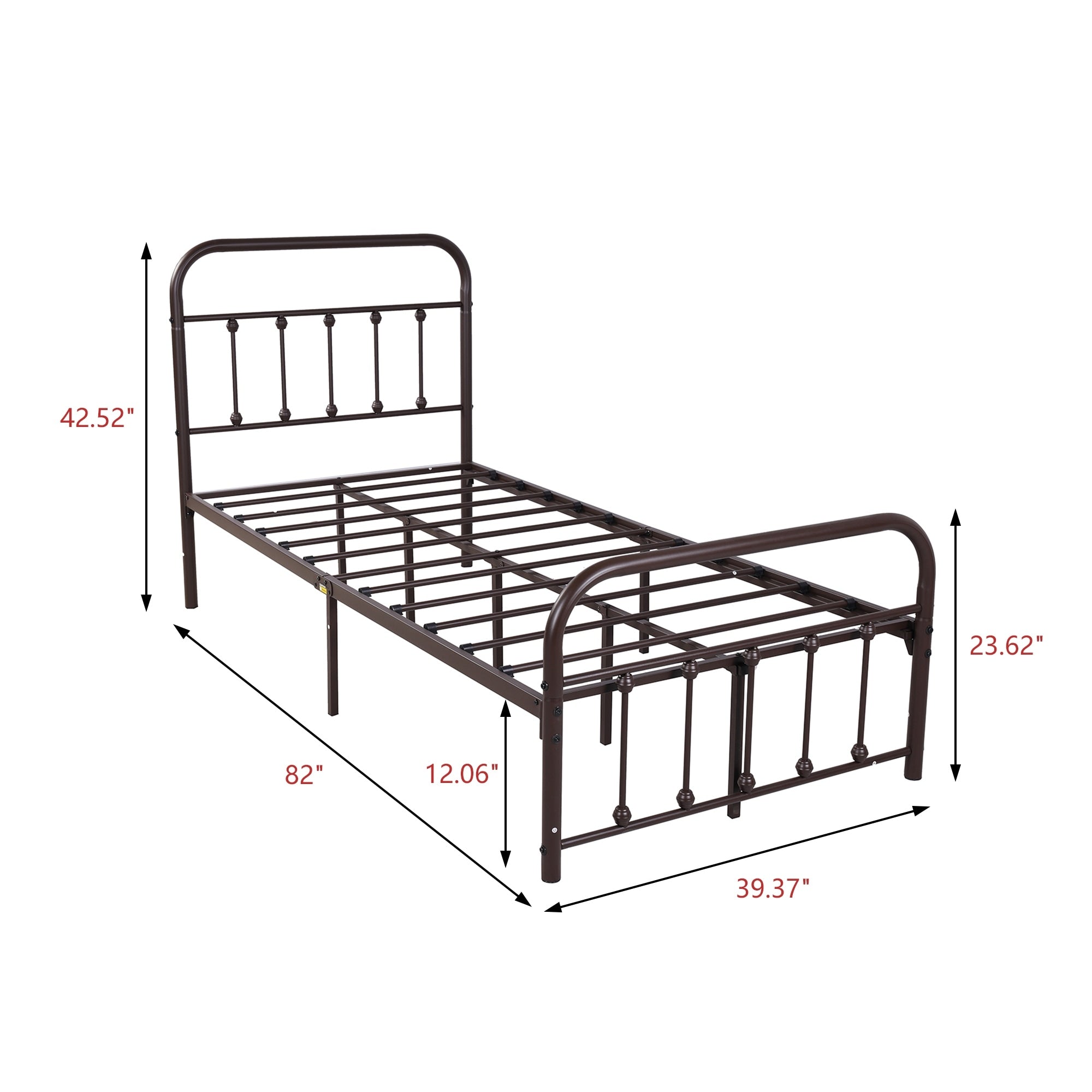Alazyhome, semplice struttura per letto in metallo vintage, facile da montare