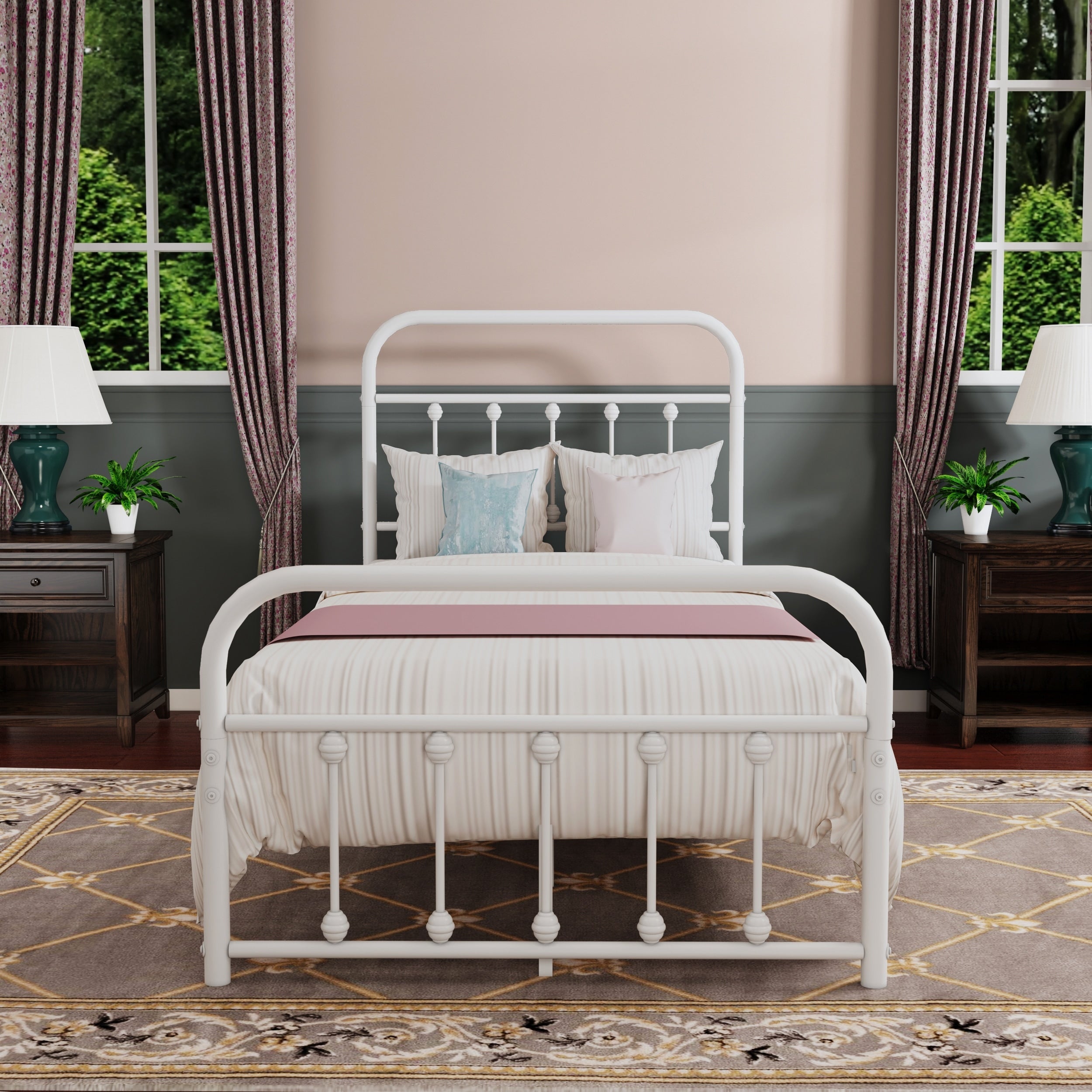 Alazyhome, semplice struttura per letto in metallo vintage, facile da montare