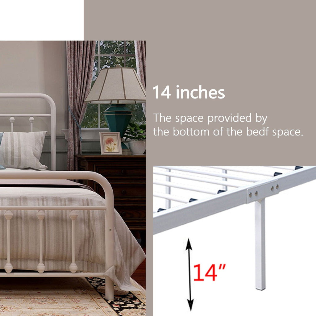 Alazyhome, semplice struttura per letto in metallo vintage, facile da montare