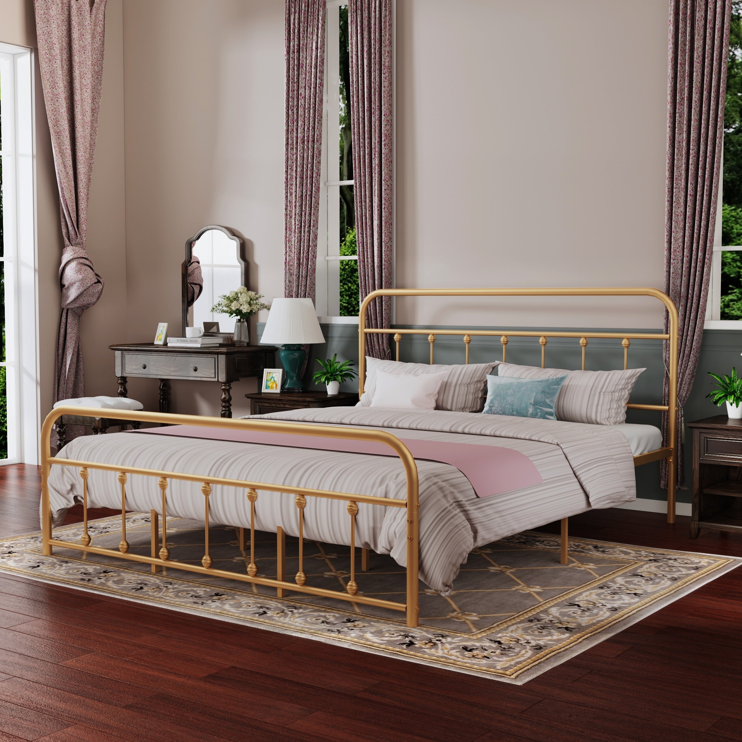 Alazyhome, semplice struttura per letto in metallo vintage, facile da montare