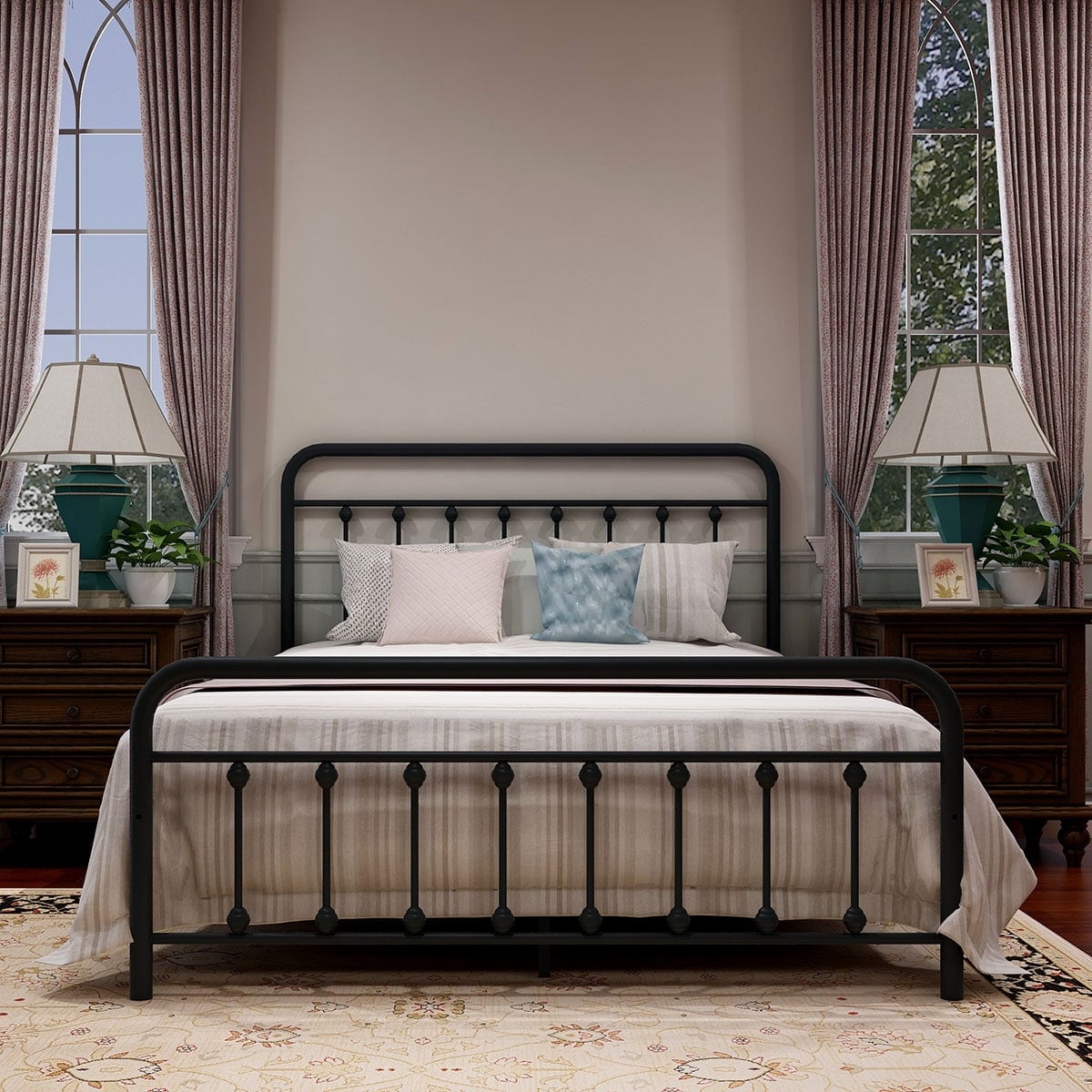 Alazyhome, semplice struttura per letto in metallo vintage, facile da montare