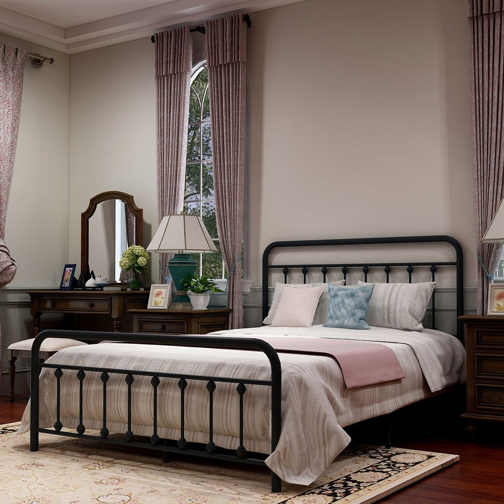 Alazyhome, semplice struttura per letto in metallo vintage, facile da montare