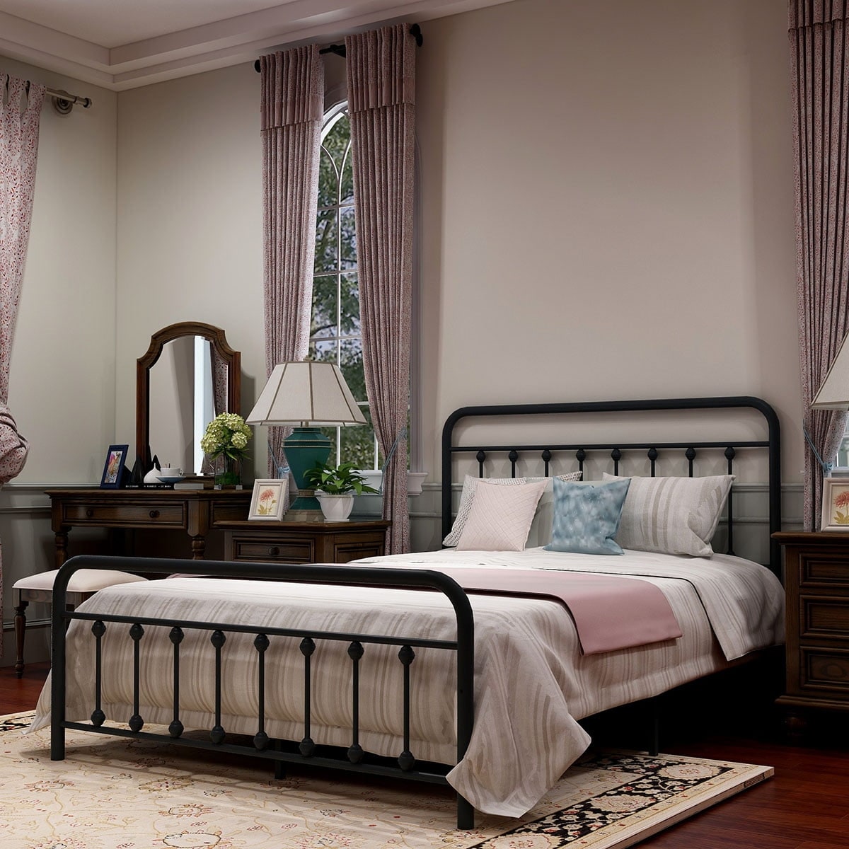 Alazyhome, semplice struttura per letto in metallo vintage, facile da montare