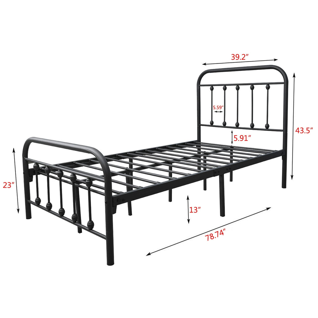 Alazyhome, semplice struttura per letto in metallo vintage, facile da montare