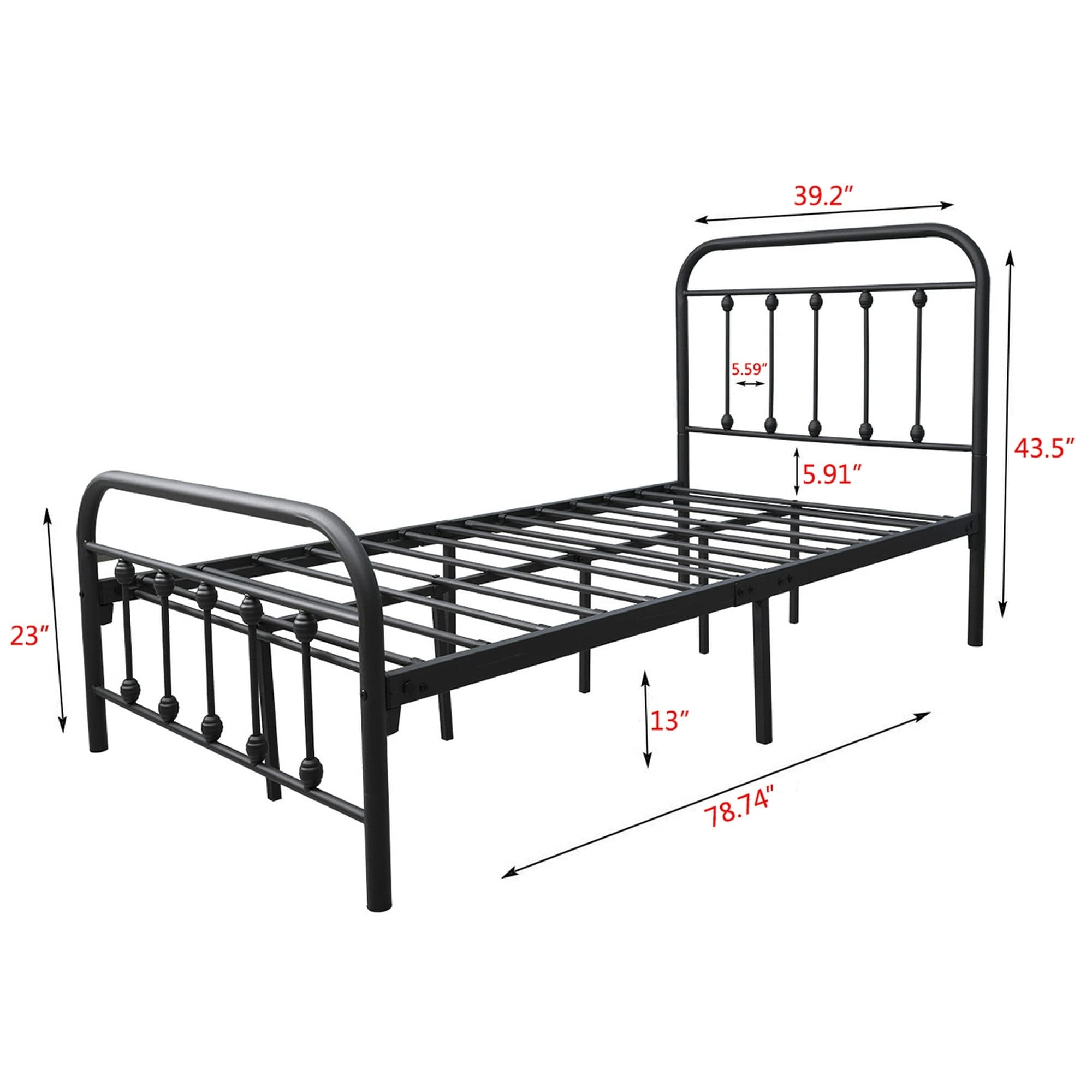 Alazyhome, semplice struttura per letto in metallo vintage, facile da montare