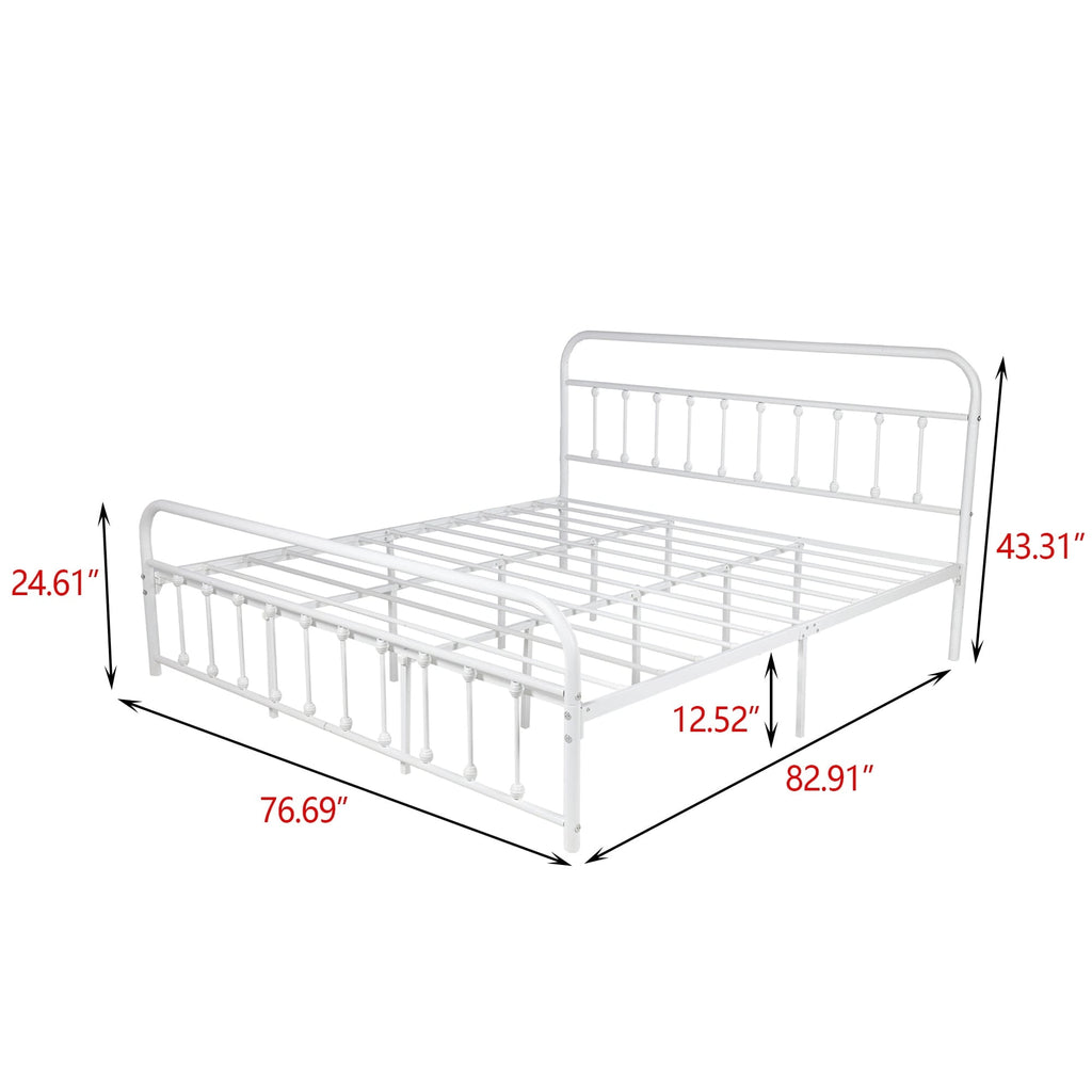 Alazyhome, semplice struttura per letto in metallo vintage, facile da montare