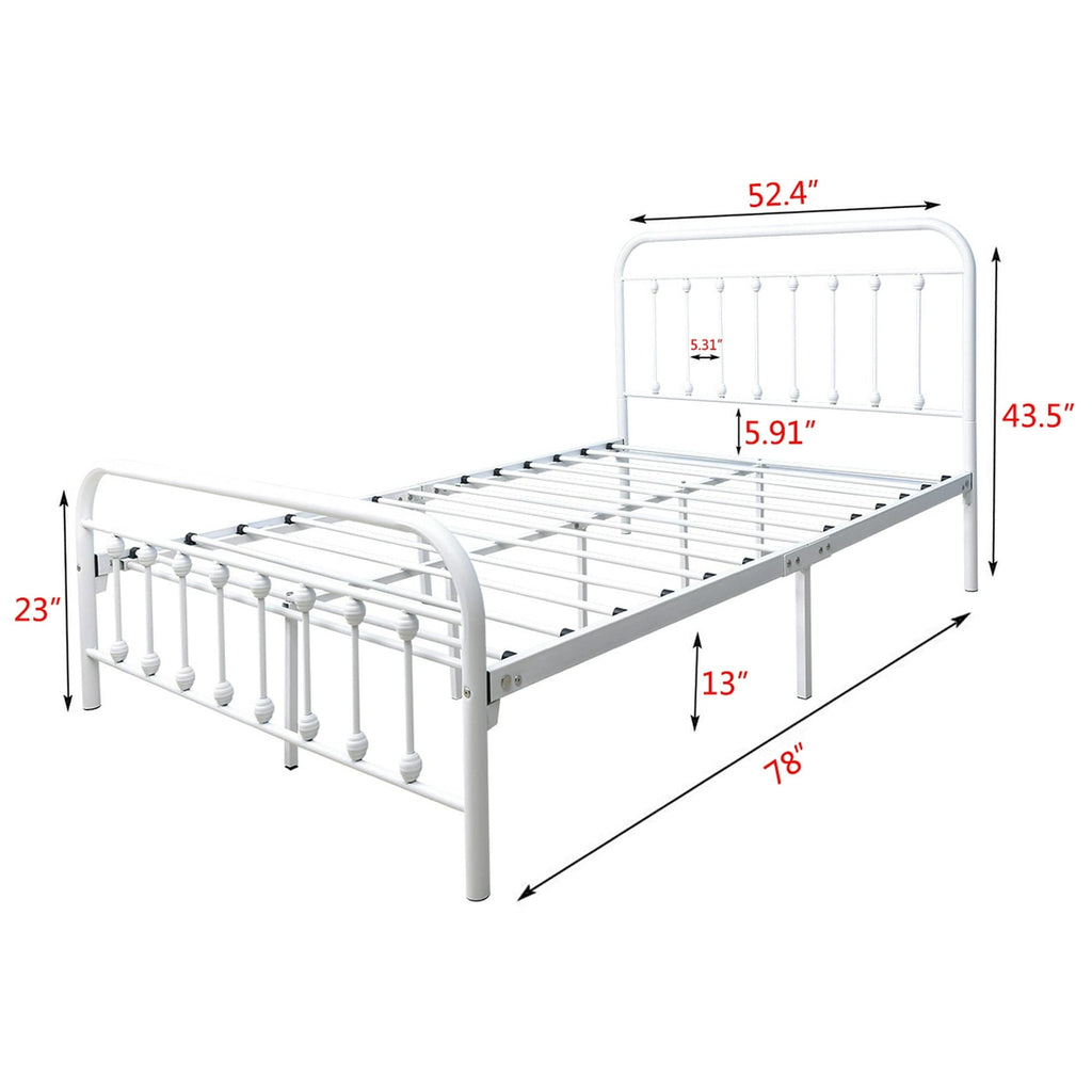 Alazyhome, semplice struttura per letto in metallo vintage, facile da montare
