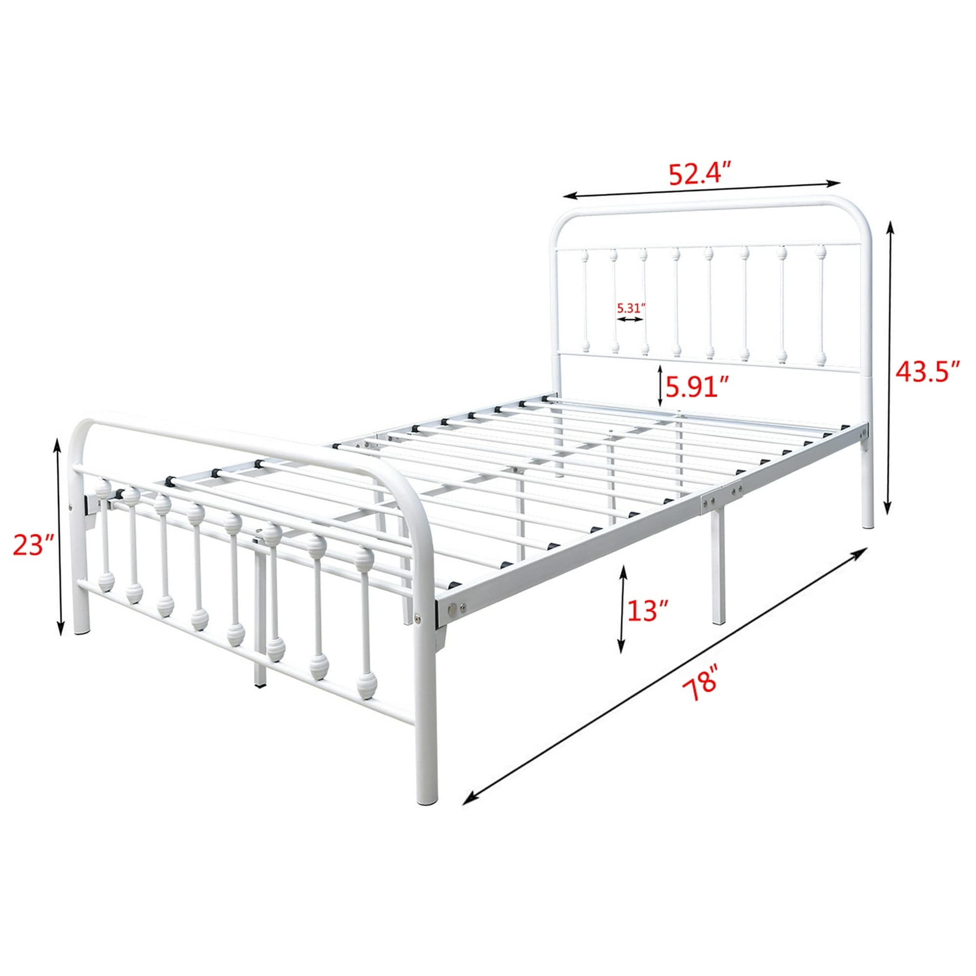 Alazyhome, semplice struttura per letto in metallo vintage, facile da montare