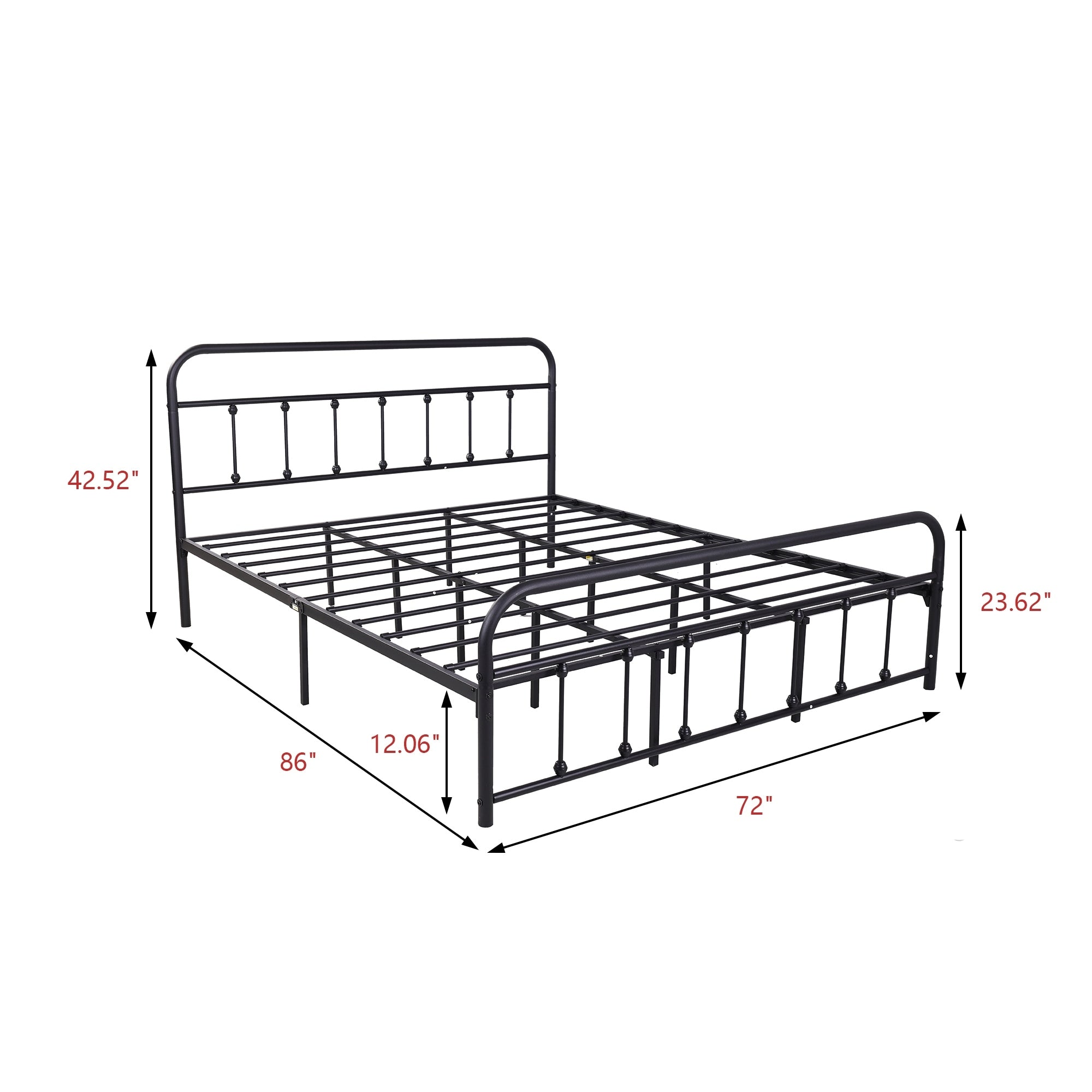 Alazyhome, semplice struttura per letto in metallo vintage, facile da montare