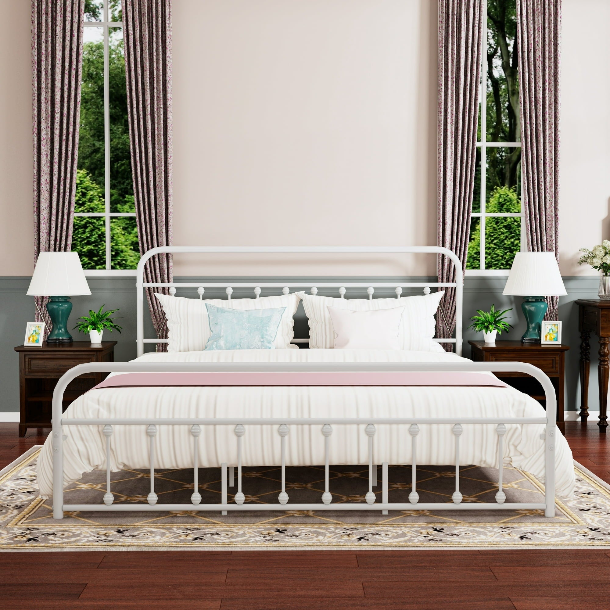 Alazyhome, semplice struttura per letto in metallo vintage, facile da montare