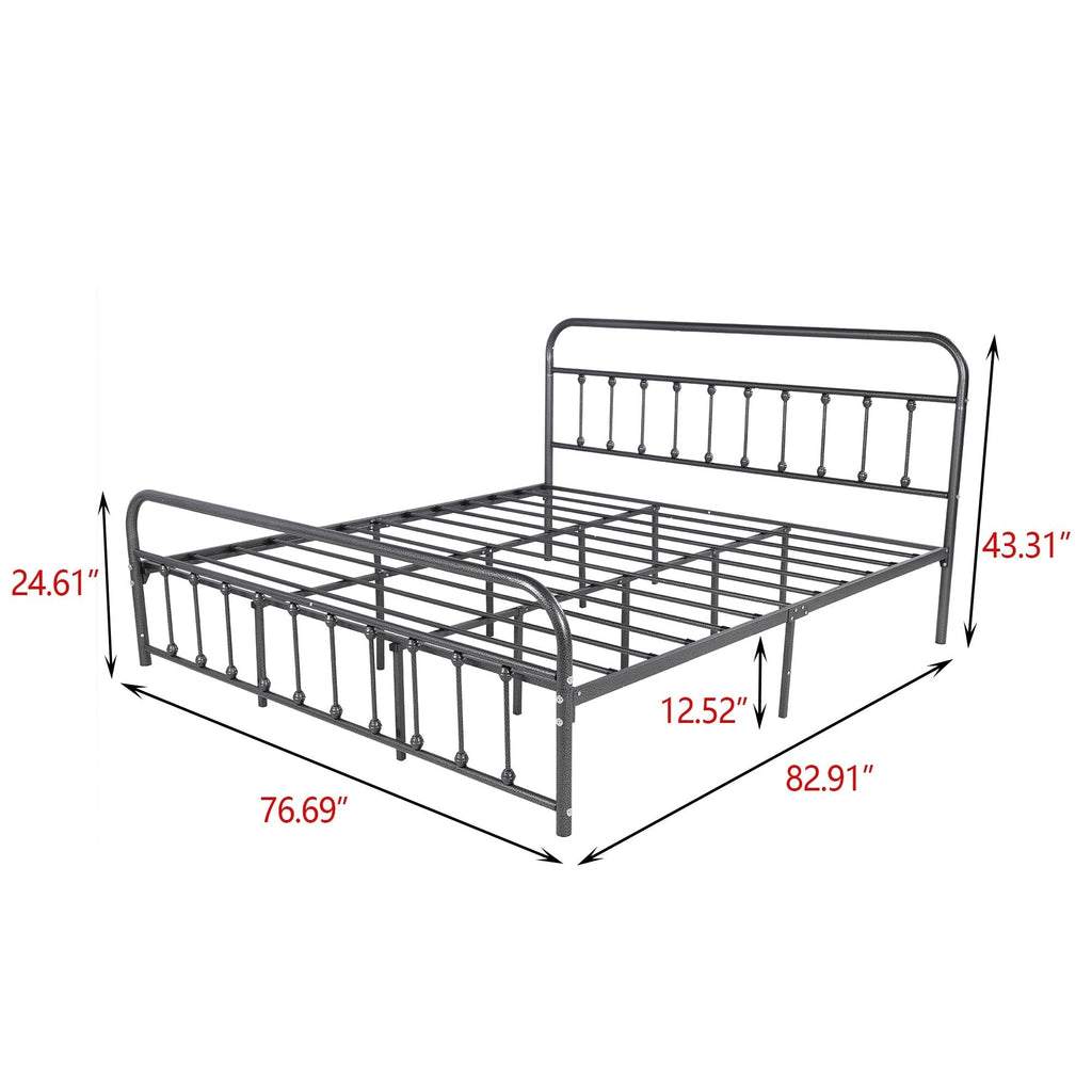 Alazyhome, semplice struttura per letto in metallo vintage, facile da montare