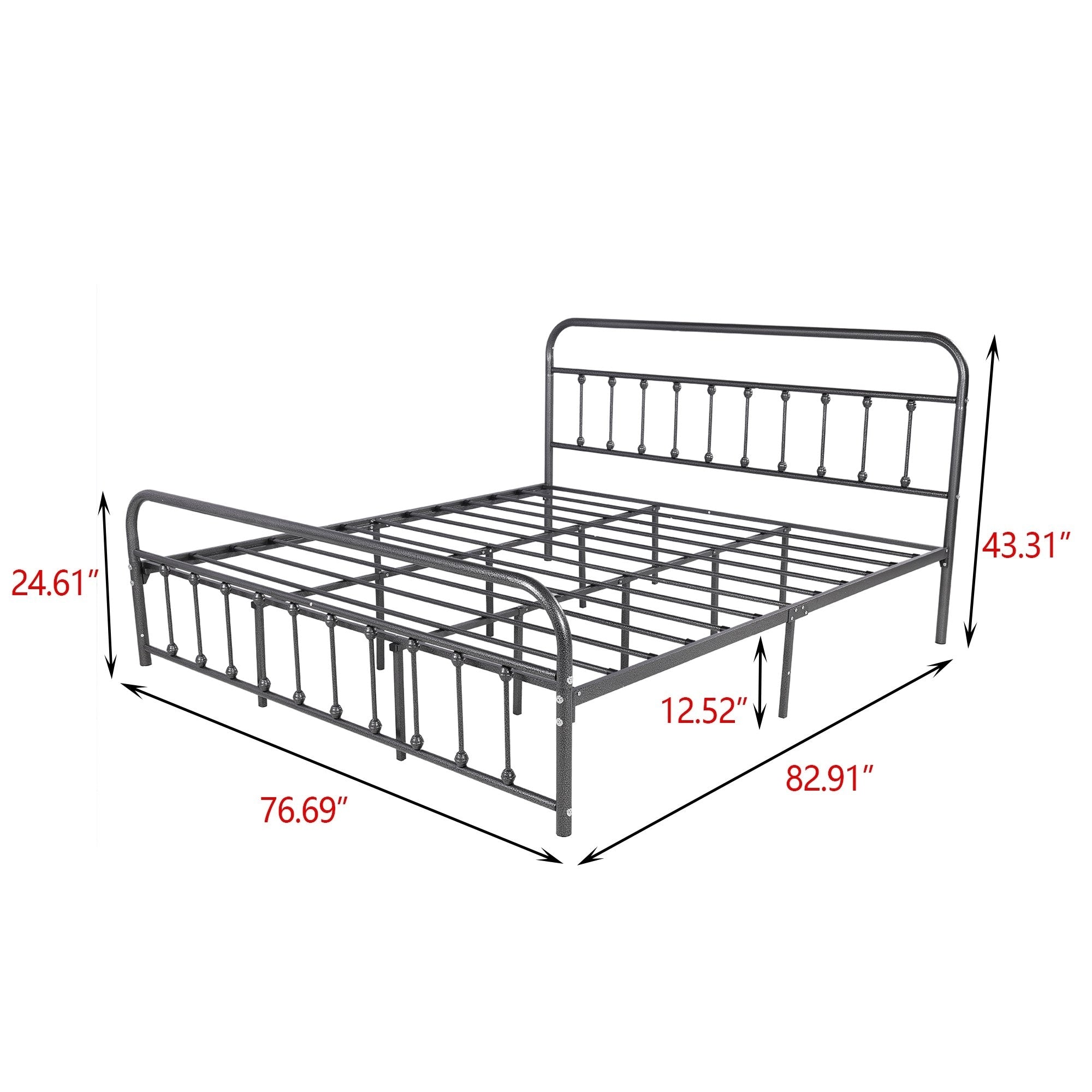 Alazyhome, semplice struttura per letto in metallo vintage, facile da montare