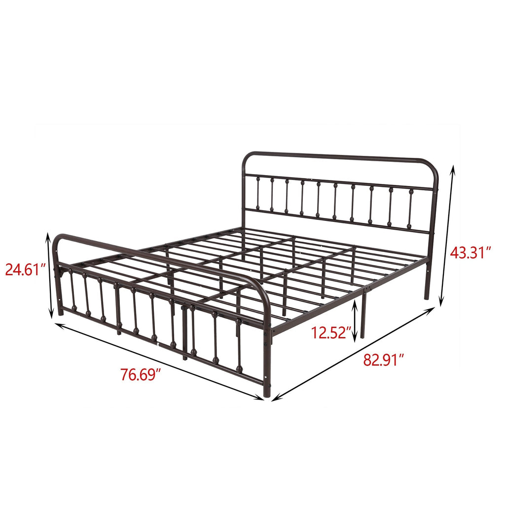 Alazyhome, semplice struttura per letto in metallo vintage, facile da montare
