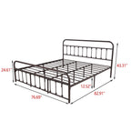 Alazyhome, semplice struttura per letto in metallo vintage, facile da montare