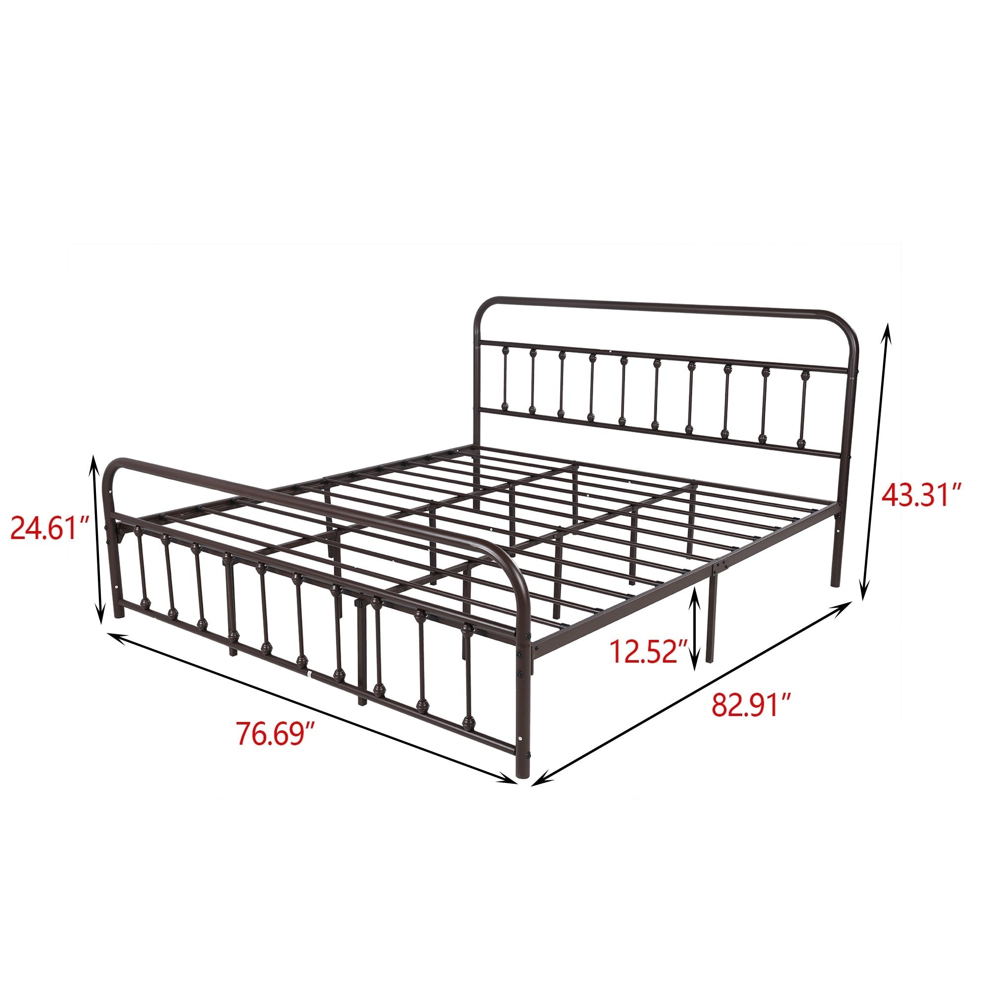 Alazyhome, semplice struttura per letto in metallo vintage, facile da montare