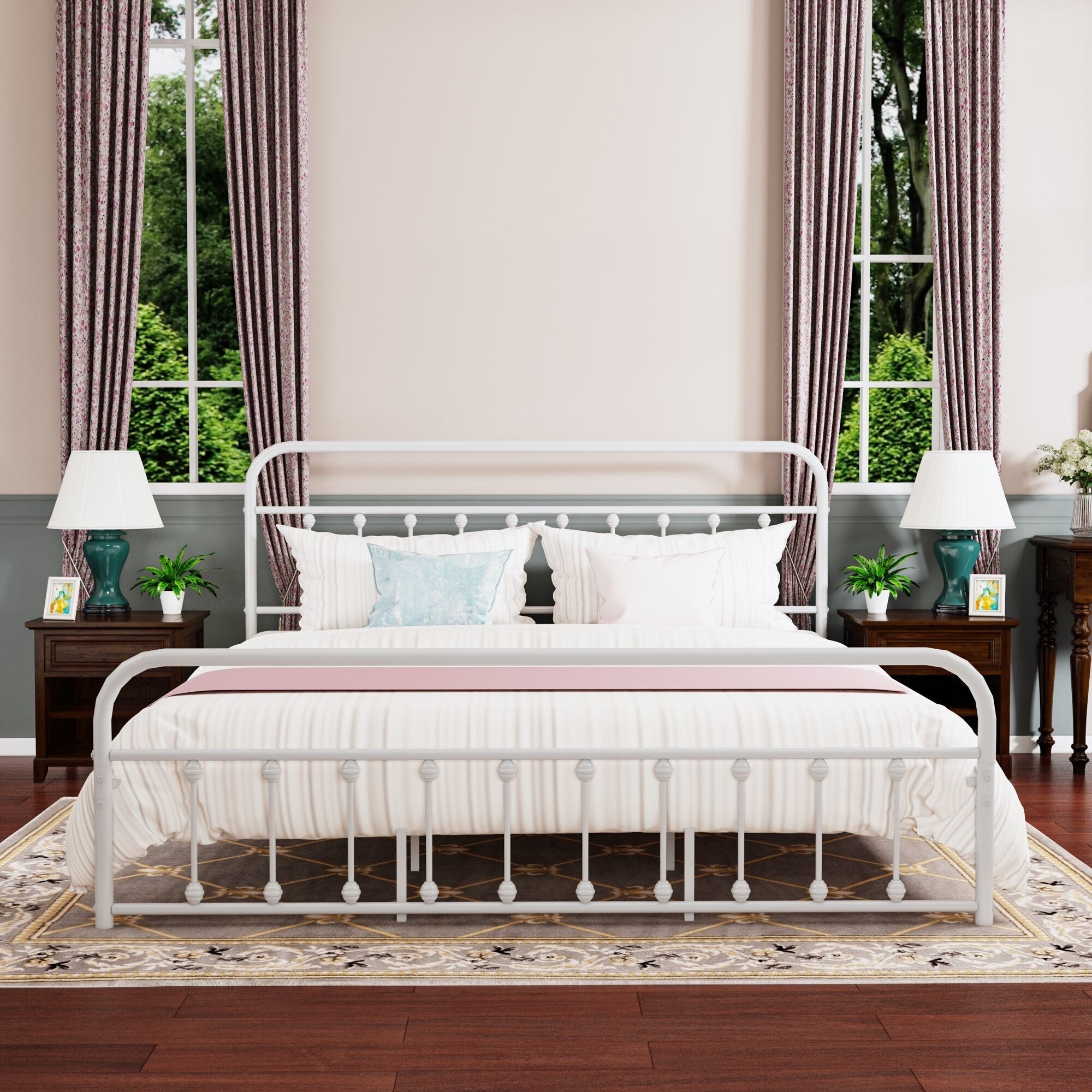 Alazyhome, semplice struttura per letto in metallo vintage, facile da montare