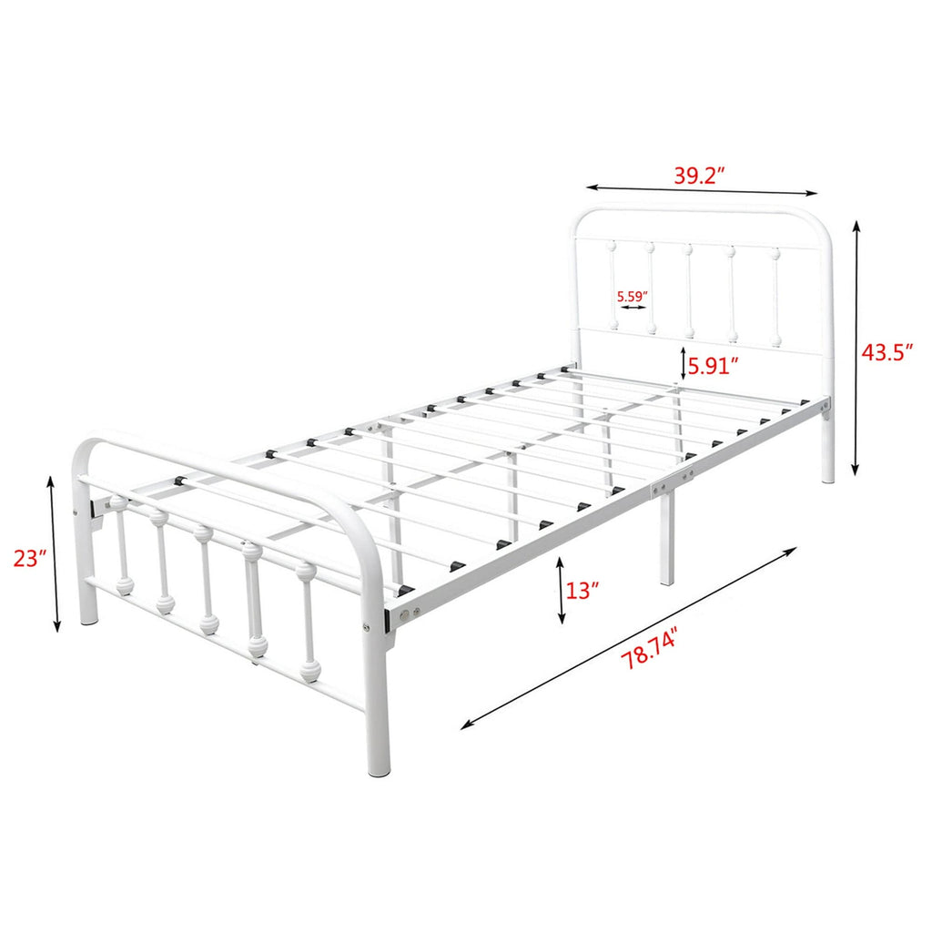 Alazyhome, semplice struttura per letto in metallo vintage, facile da montare