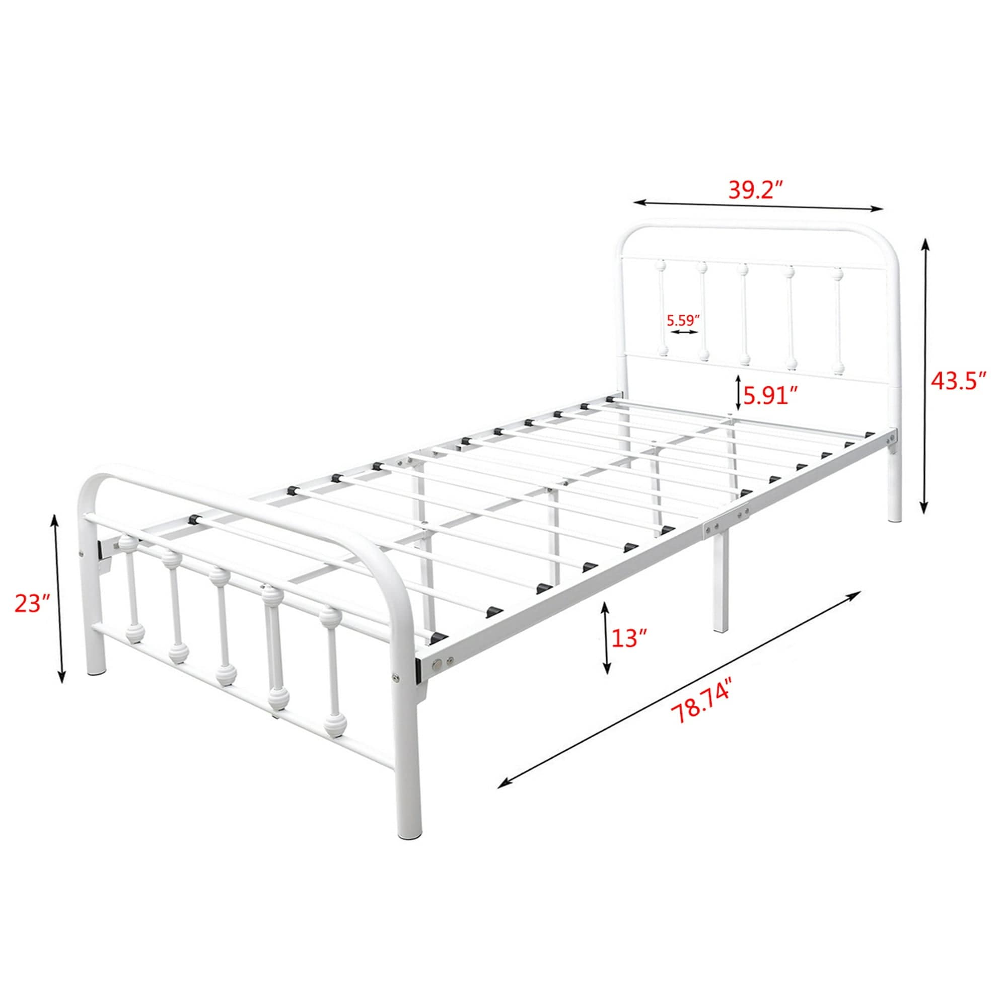 Alazyhome, semplice struttura per letto in metallo vintage, facile da montare