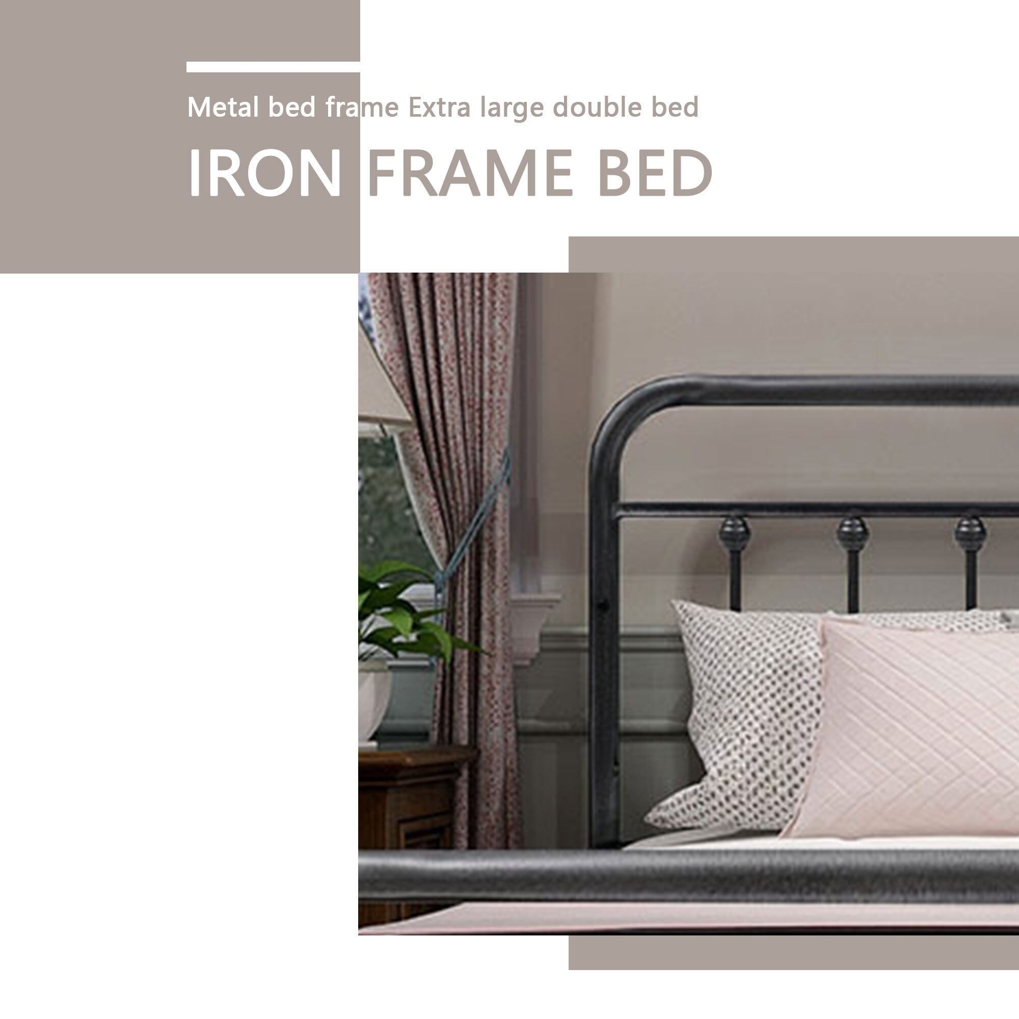 Alazyhome, semplice struttura per letto in metallo vintage, facile da montare