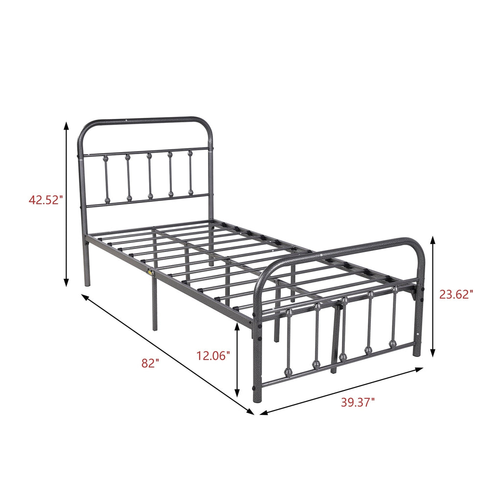 Alazyhome, semplice struttura per letto in metallo vintage, facile da montare