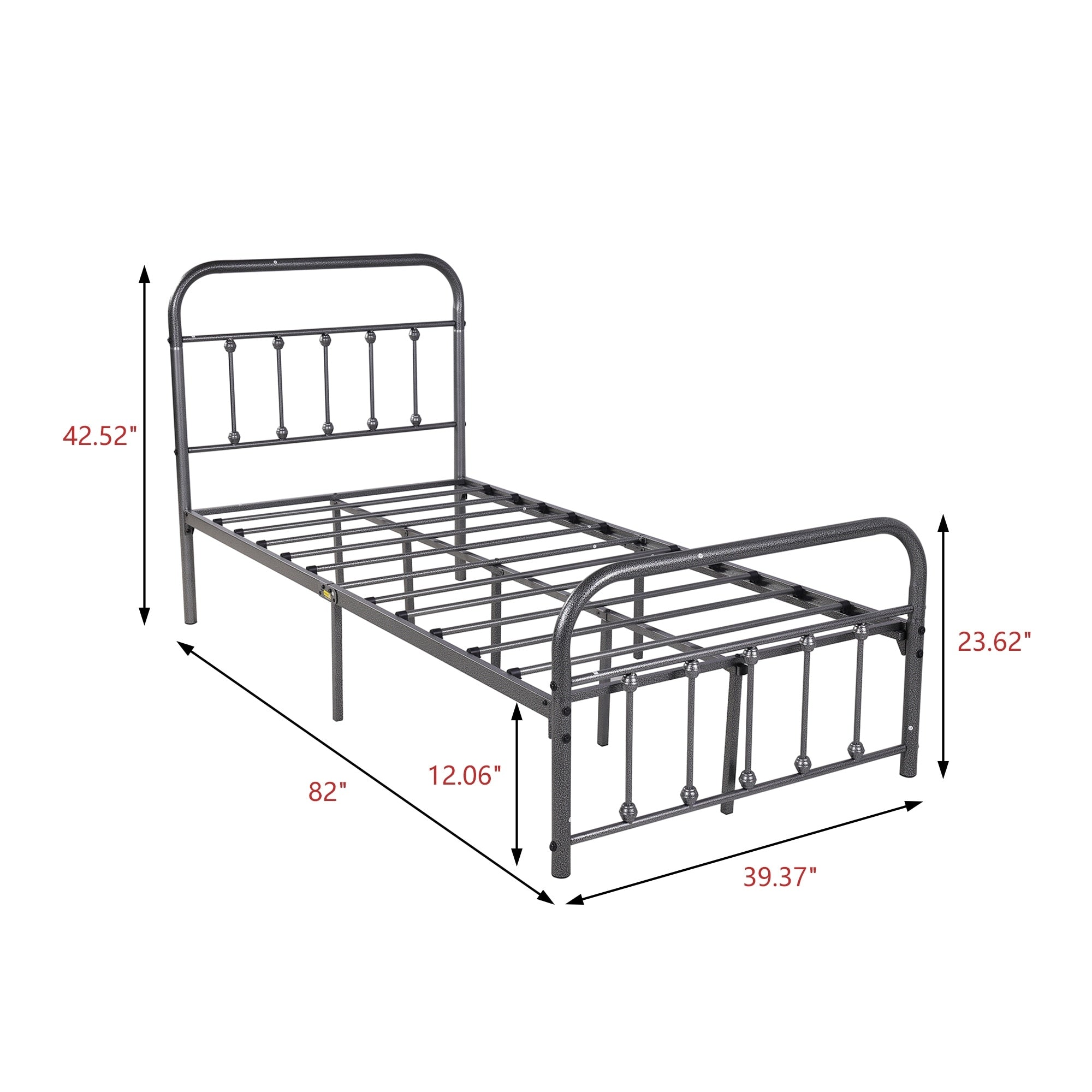 Alazyhome, semplice struttura per letto in metallo vintage, facile da montare