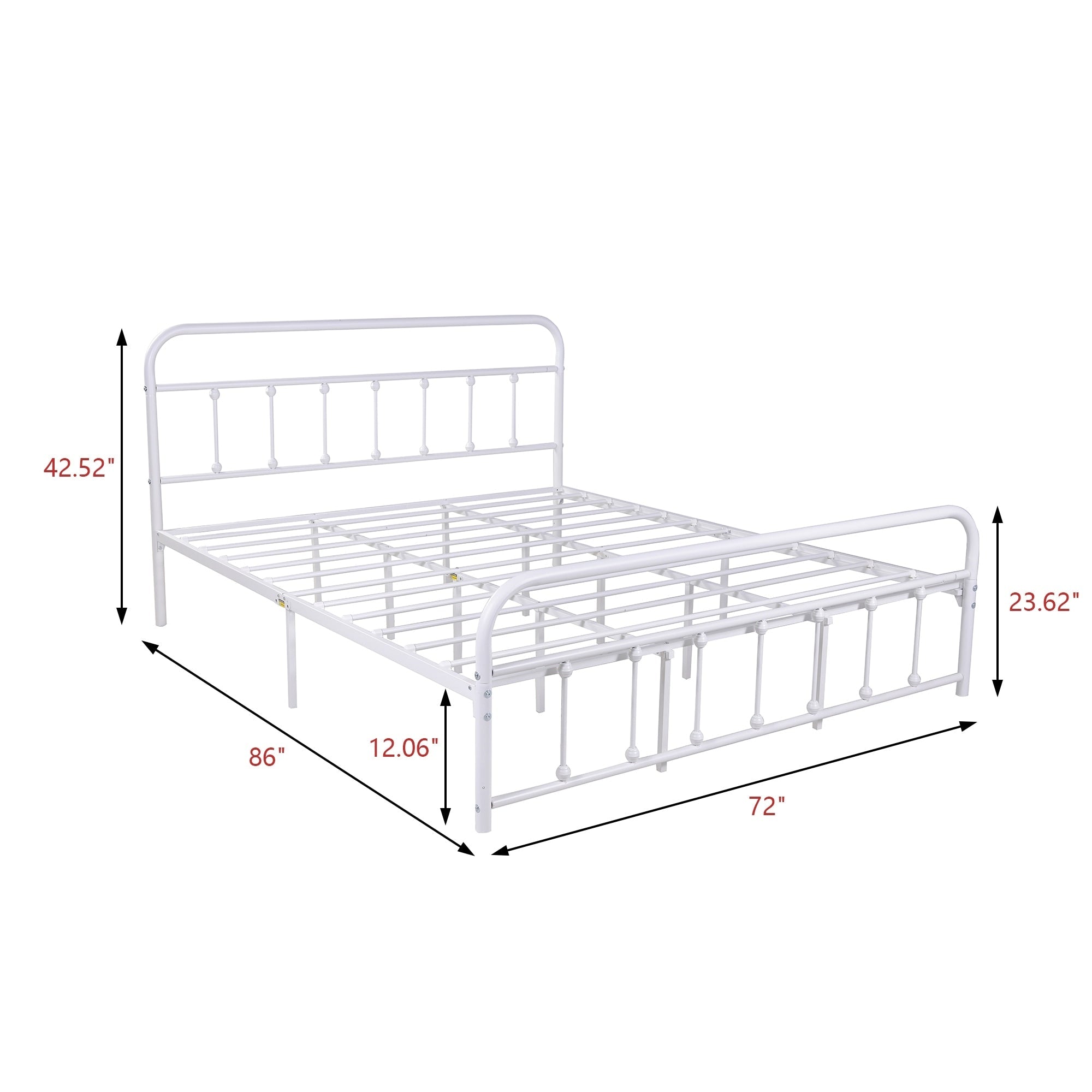 Alazyhome, semplice struttura per letto in metallo vintage, facile da montare
