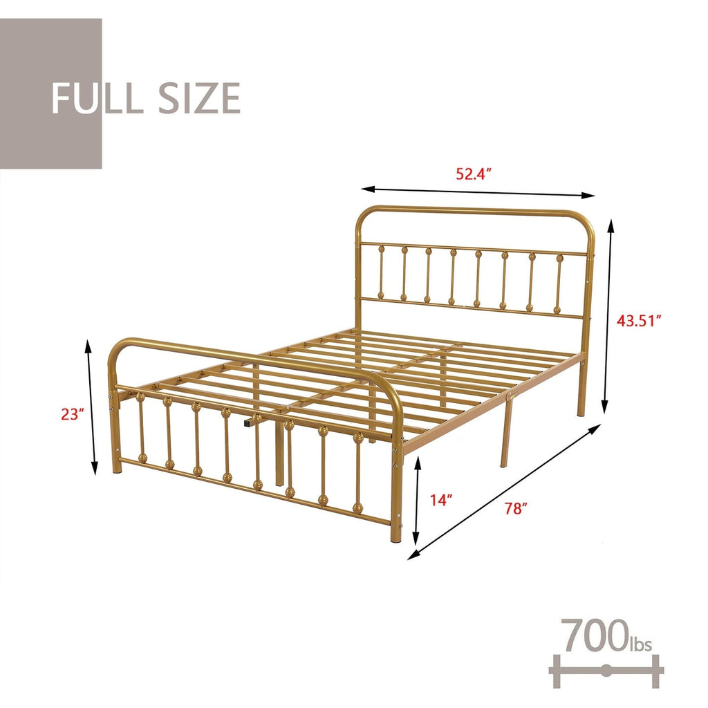 Alazyhome, semplice struttura per letto in metallo vintage, facile da montare