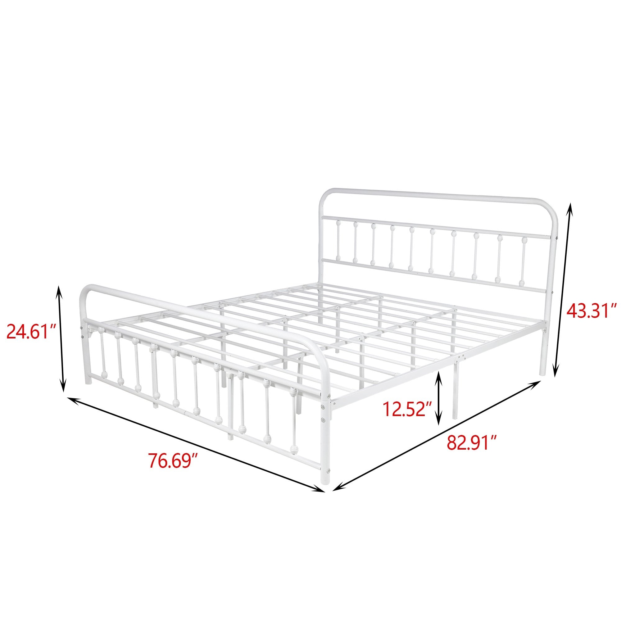 Alazyhome, semplice struttura per letto in metallo vintage, facile da montare