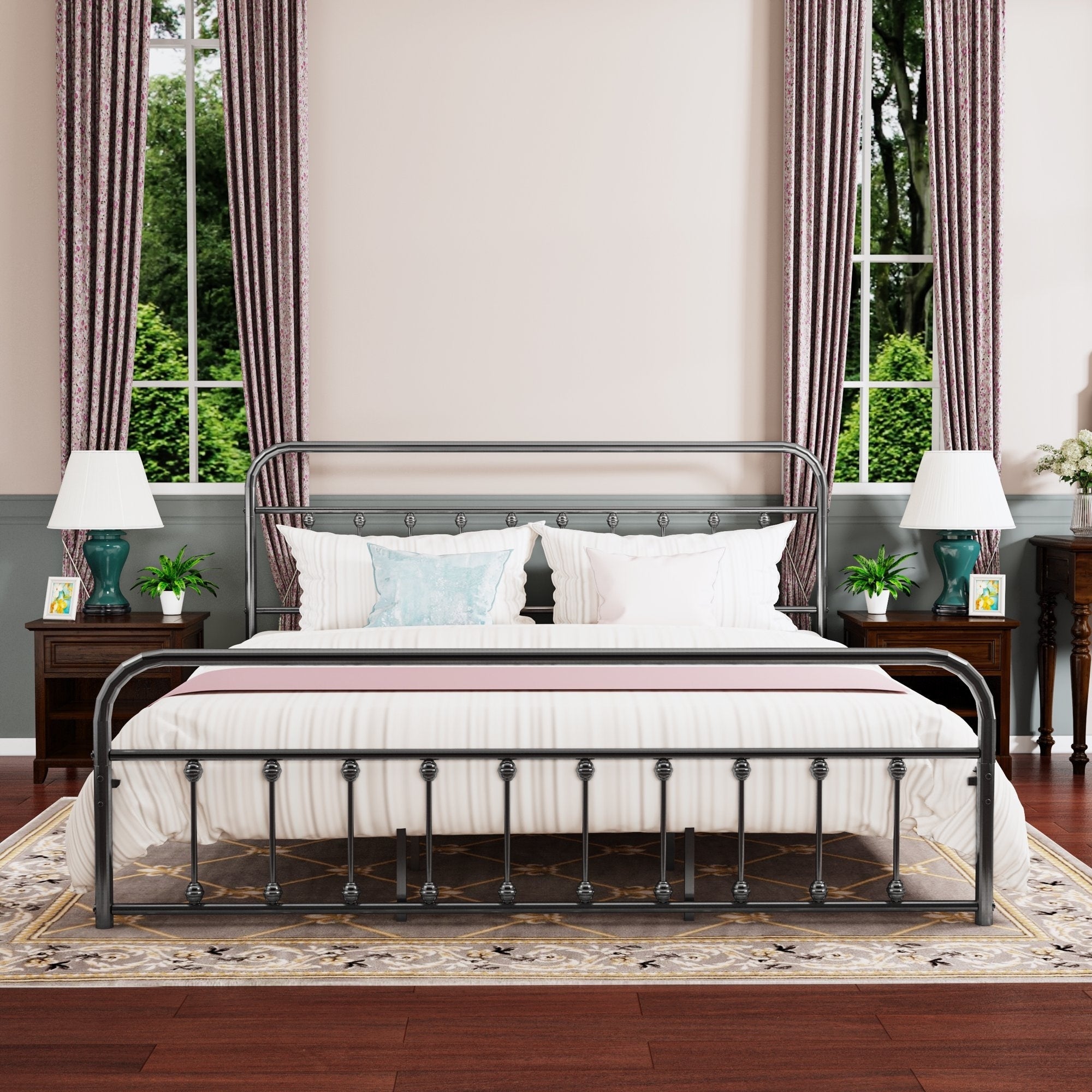 Alazyhome, semplice struttura per letto in metallo vintage, facile da montare
