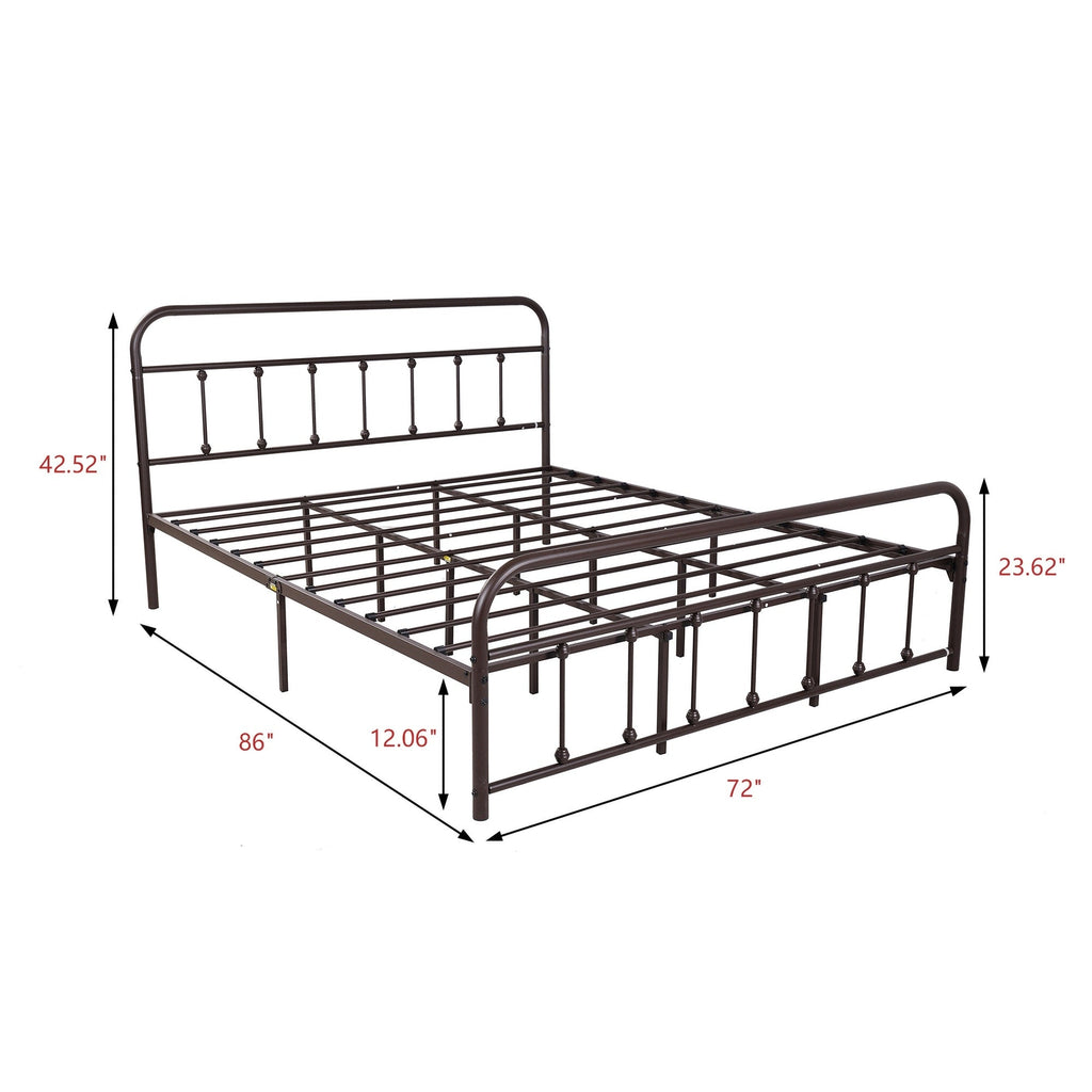 Alazyhome, semplice struttura per letto in metallo vintage, facile da montare