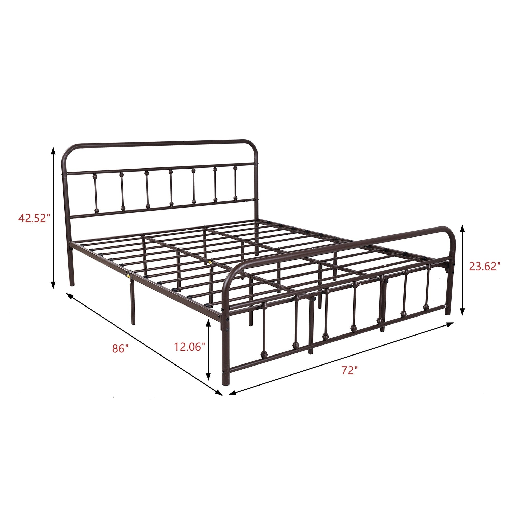 Alazyhome, semplice struttura per letto in metallo vintage, facile da montare