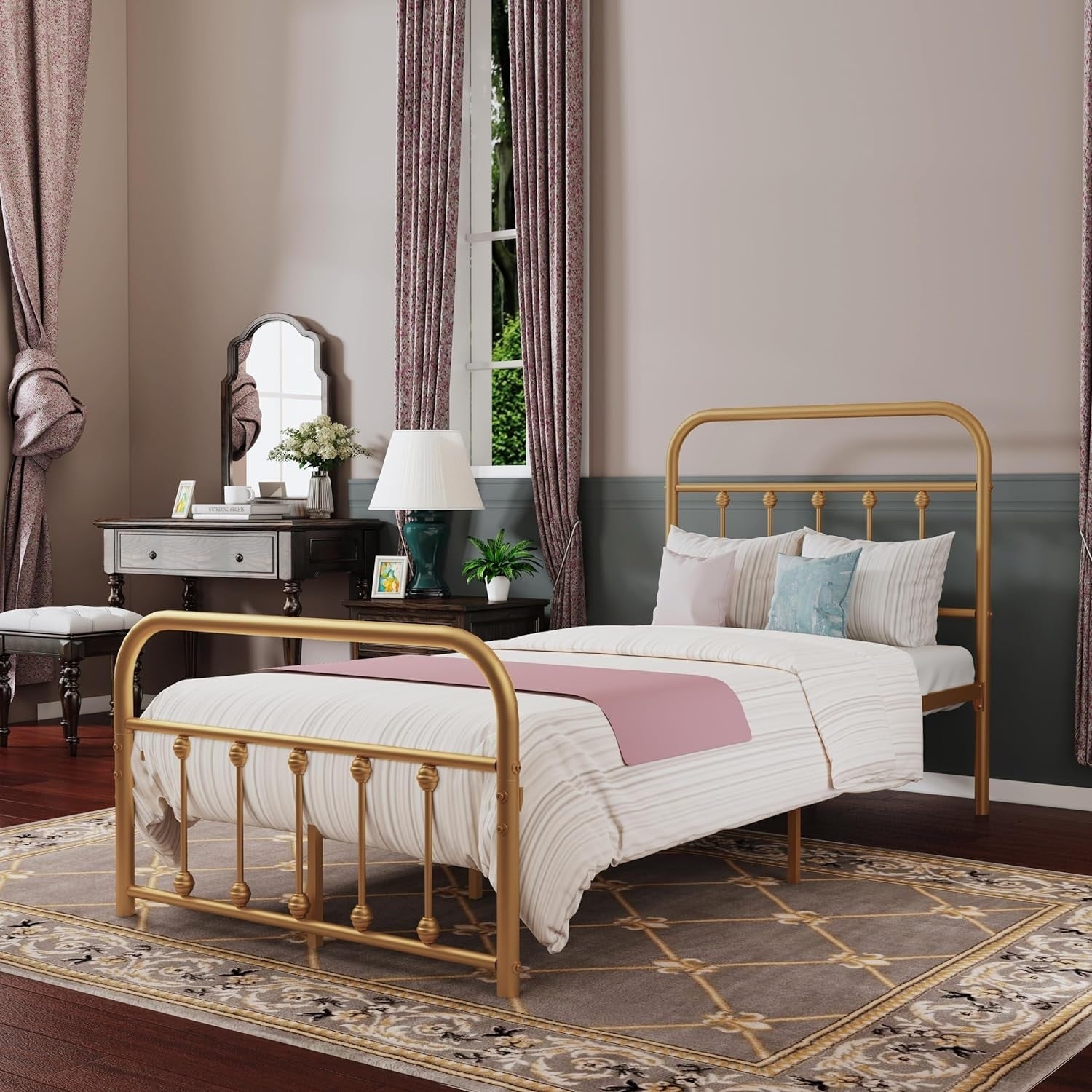 Alazyhome, semplice struttura per letto in metallo vintage, facile da montare