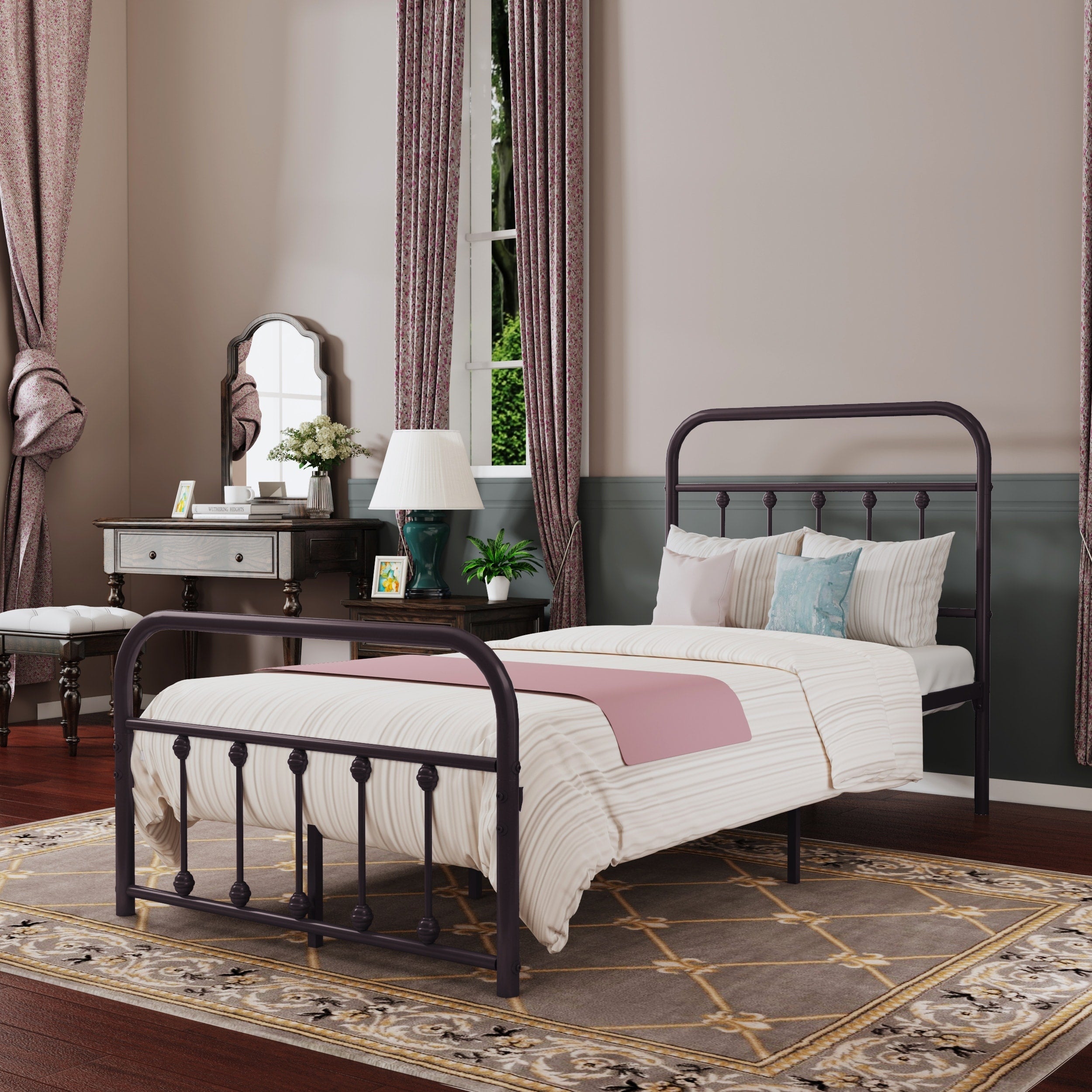 Alazyhome, semplice struttura per letto in metallo vintage, facile da montare